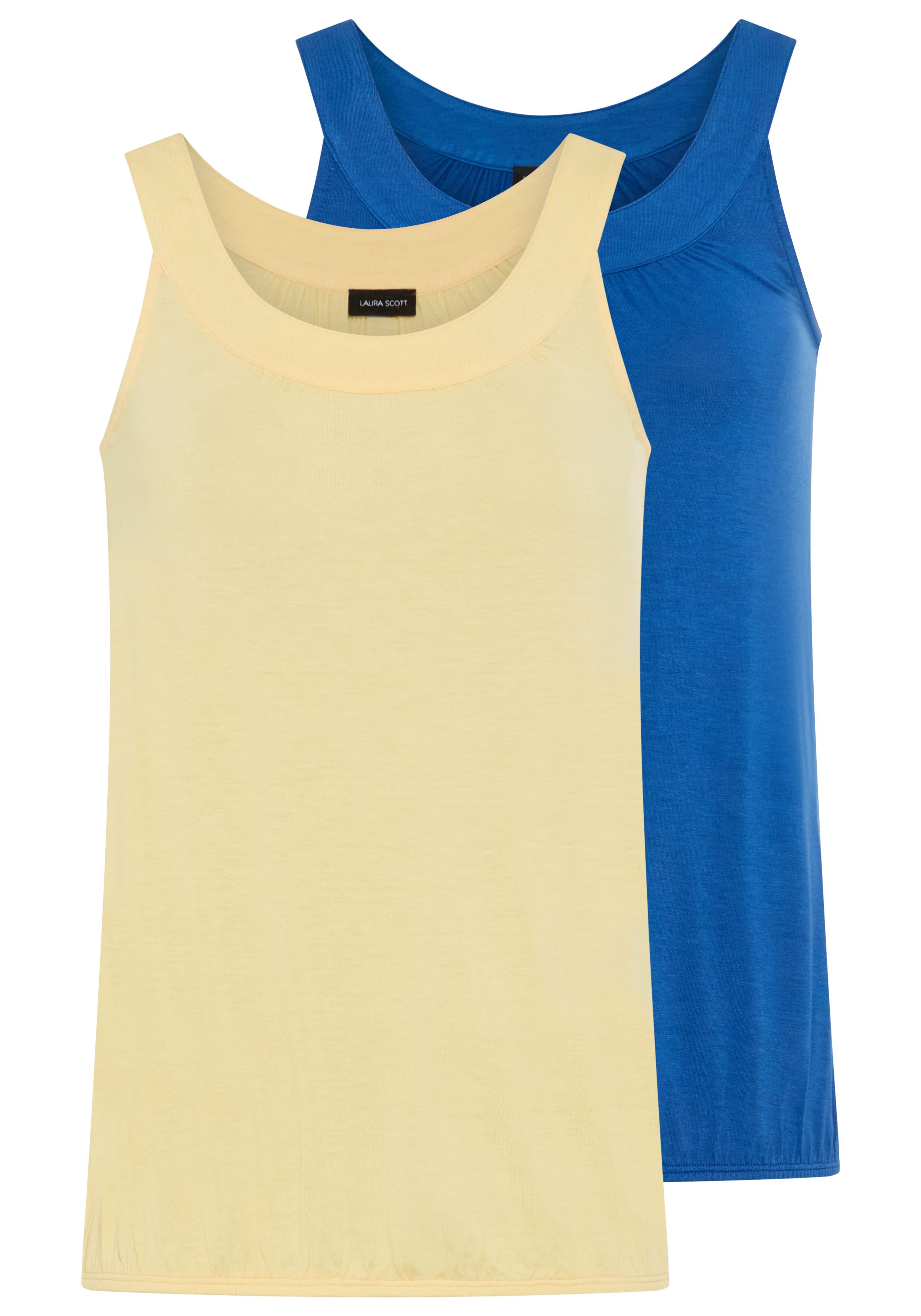 Laura Scott Tanktop (2er-Pack) figurbetonte Passform, mit innenliegendem Gummizug am Saum