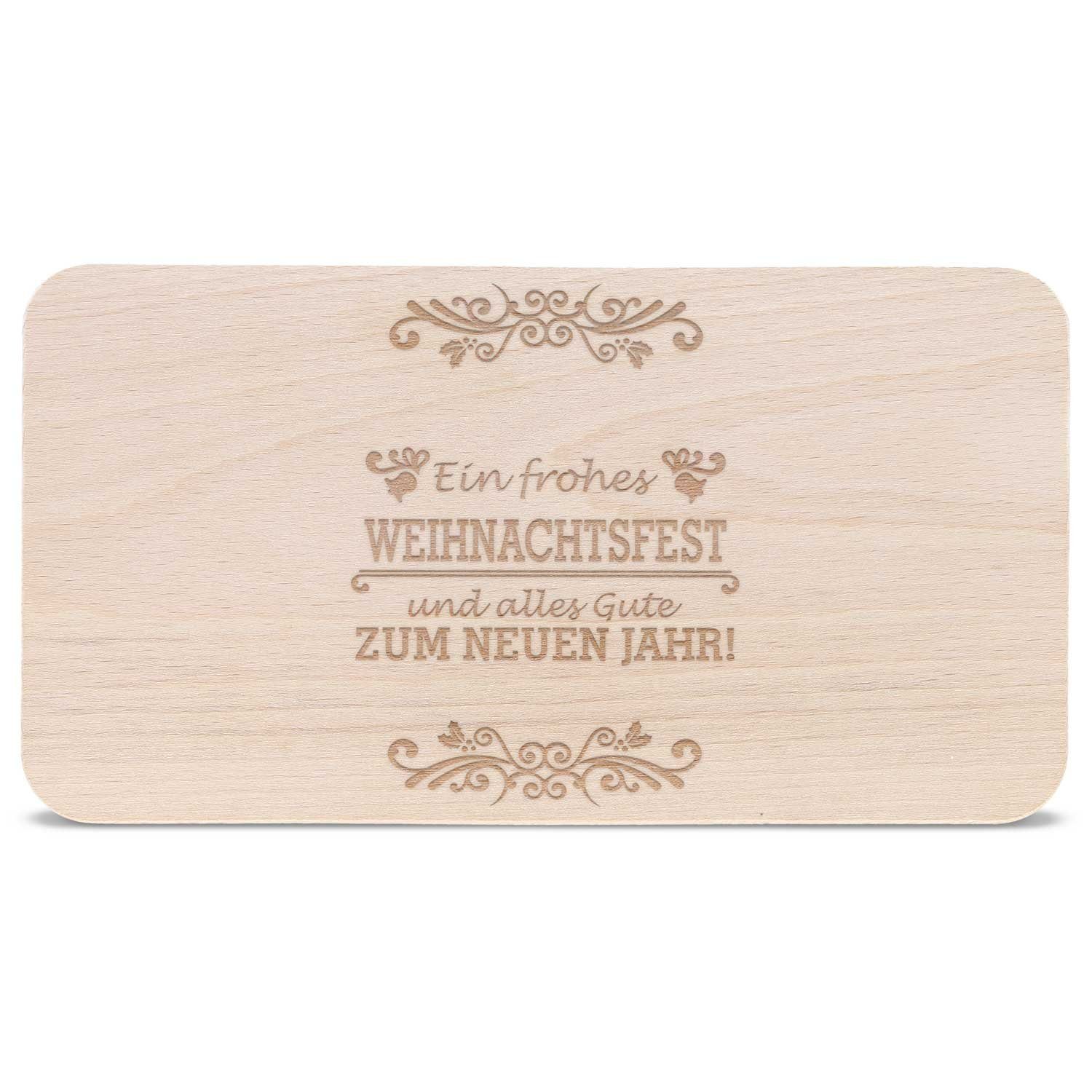 GRAVURZEILE Schneidebrett Frühstücksbrettchen aus Holz mit Gravur - Ein frohes Weihnachtsfest, Weihnachtsdeko - Geschenke für Kinder Jungen und Mädchen, Zu Weihnachten als Geschenk zum Wichteln und Nikolaus