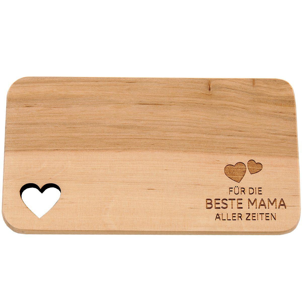 Spruchreif® Frühstücksbrett Frühstücksbrettchen aus Holz · Brotzeitbrett mit Gravur · Geschenk für Familie · Holzbrettchen mit Herzausschnitt