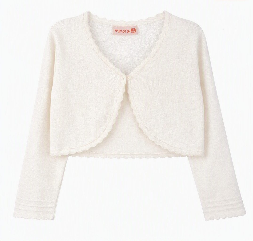 Minora Strickkleid Baby/Kind Bolero Taufweste Strickwaren Mädchen Langarm – Bild 5 von 5