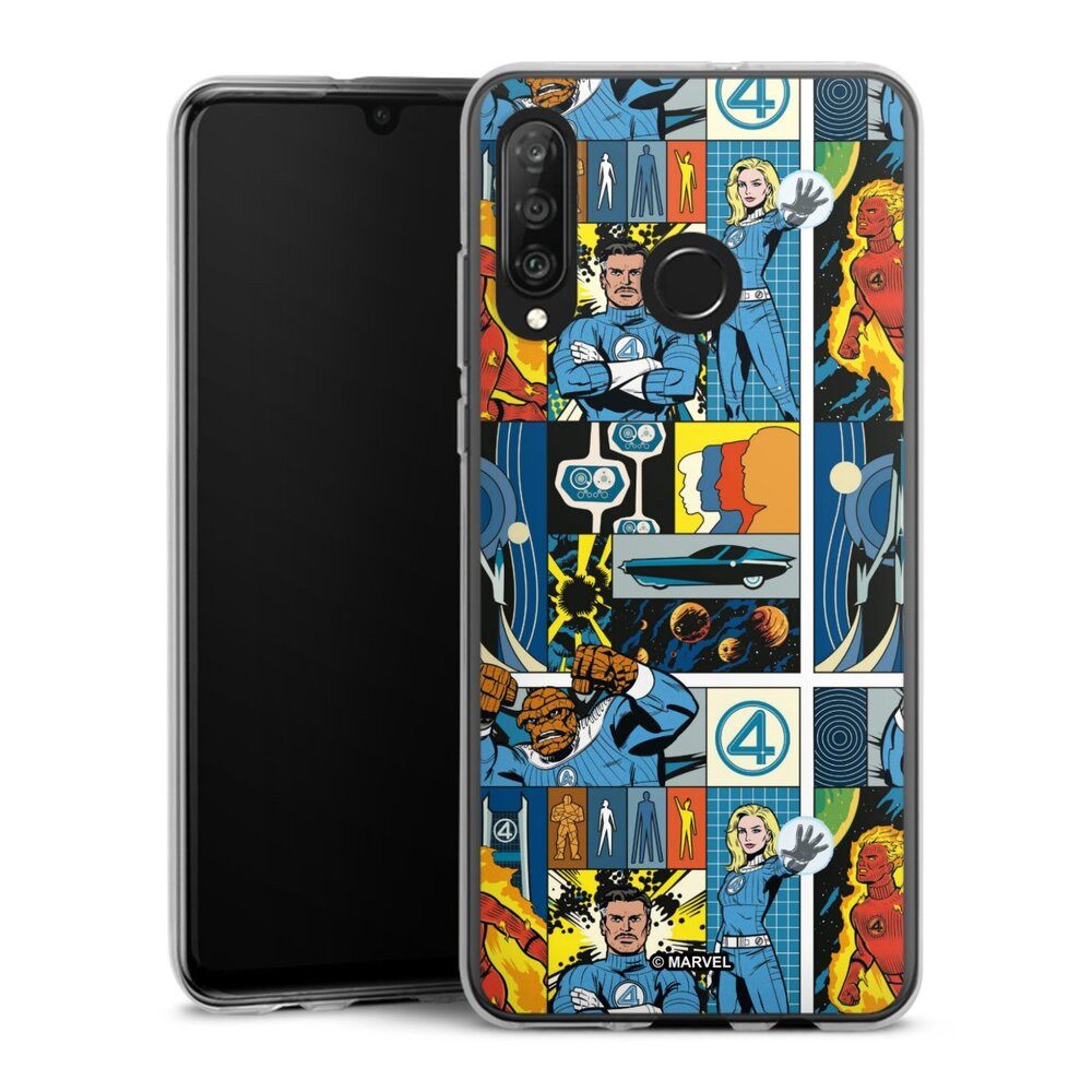 DeinDesign Handyhülle Marvel The Fantastic Four Offizielles Lizenzprodukt, Huawei P30 Lite Premium Silikon Hülle Bumper Case Handy Schutzhülle