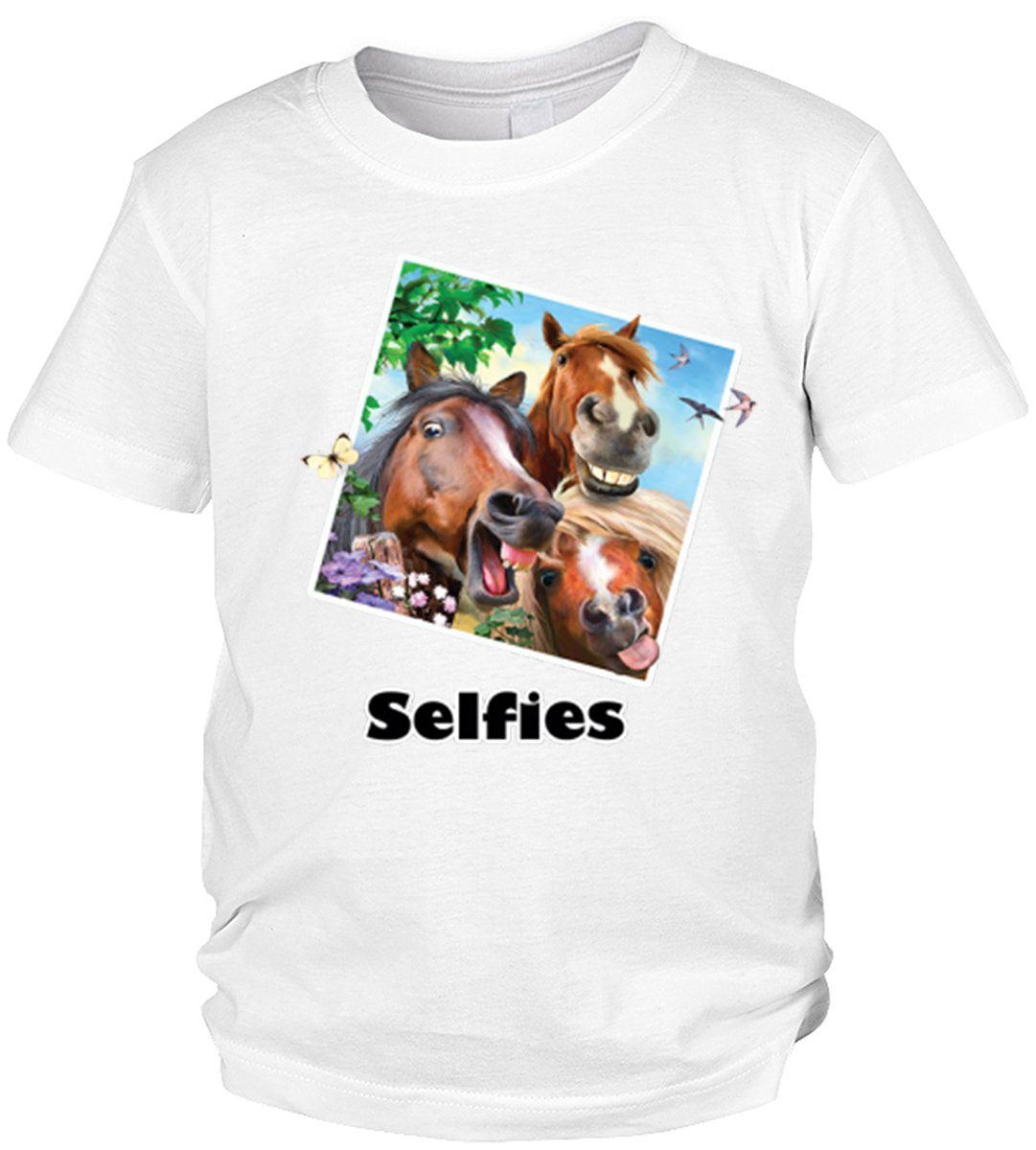 Kindershirt T-Shirt Selfie Pferde 3 Amigos lustiges Tini - - Motiv : Shirts Motiv Pferde Pferd-Selfie