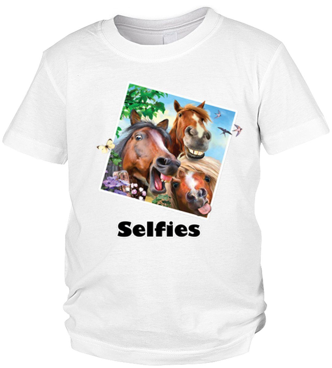 Tini - Shirts T-Shirt Pferde Motiv Kindershirt lustiges Pferde Motiv - Pferd-Selfie : Selfie 3 Amigos