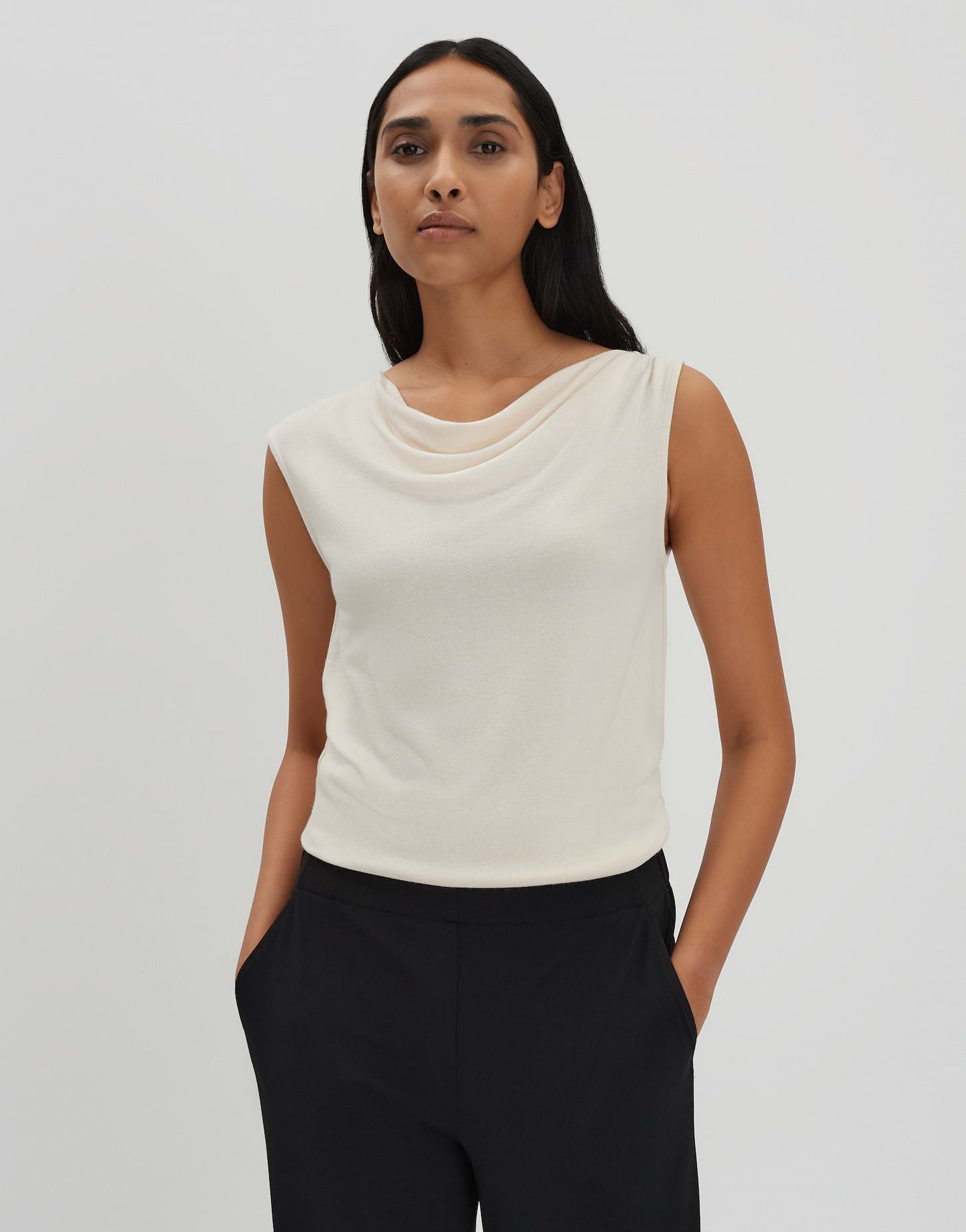 Shirttop KANOMIE Slim mit Wasserfallkragen