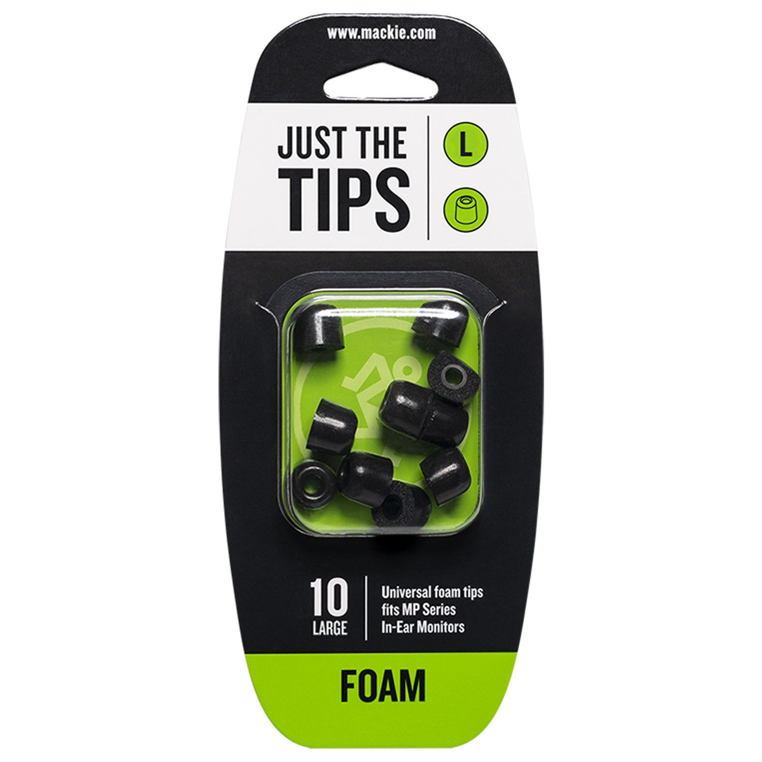 MACKIE Mackie Öhrstöpsel für In-Ear Kopfhörer Größe L In-Ear-Kopfhörer (Öhrstöpsel für In-Ear Kopfhörer, schwarz, Schaumstoff-Ersatz-Ohrstöpsel für die MP-Serie (L)