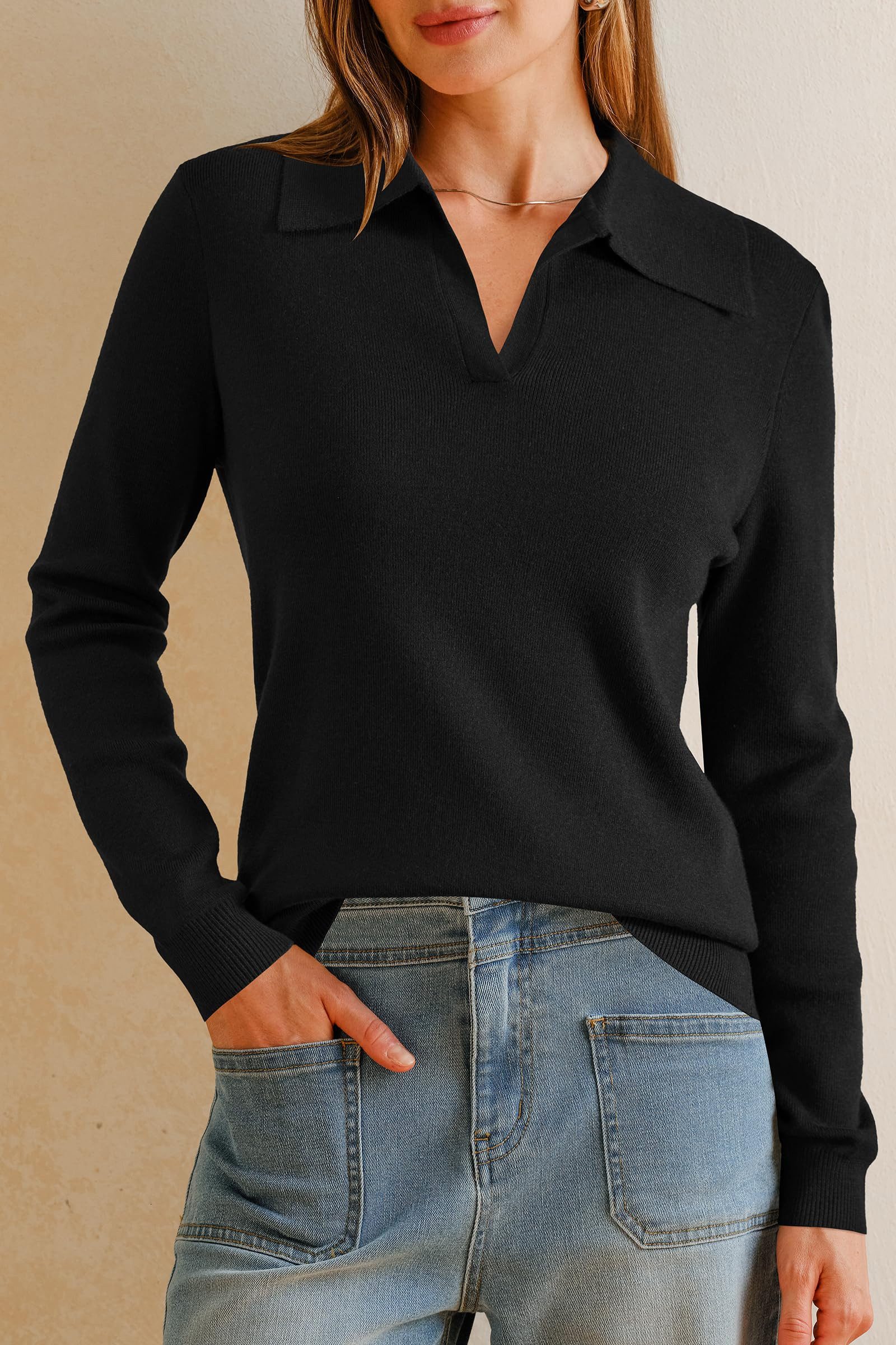 Arach&Cloz Poloshirt Damen Poloshirts Langarmshir Strickpullover Longpullov günstig online kaufen