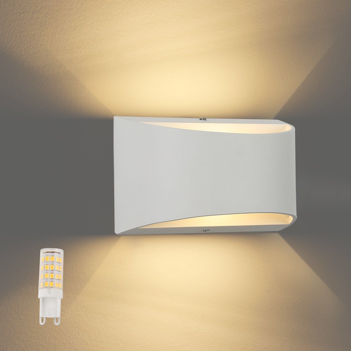 Weiß Modern wechselbar, Up Licht Down Innen Wandlicht, iscooter Stück Aluminum Warmweiß, 20x12x10 Strahler Wandlampe Lichtstrahl, LED LED LED Flur,Treppe G9 cm, für Schlafzimmer, Wandleuchte 1 5W