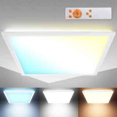 B.K.Licht Deckenleuchte, LED Panel mit Fernbedienung, weiß, dimmbare LED Deckenleuchte, Farbtemperatursteuerung, Fernbedienung, indirektes Licht, 445x445x62 mm