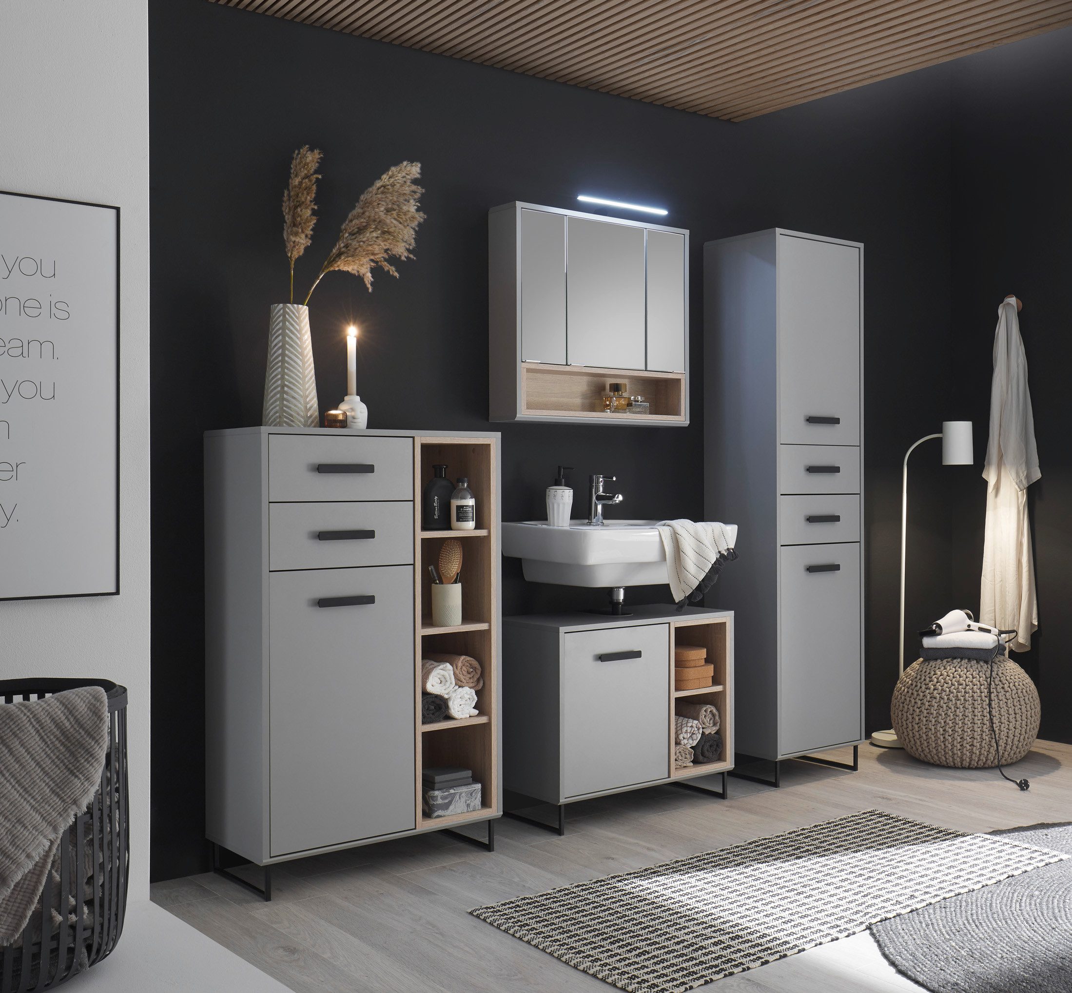 moebel-dich-auf Badmöbel-Set TOURS, (Set 1, Waschbeckenunterschrank, Spiege günstig online kaufen