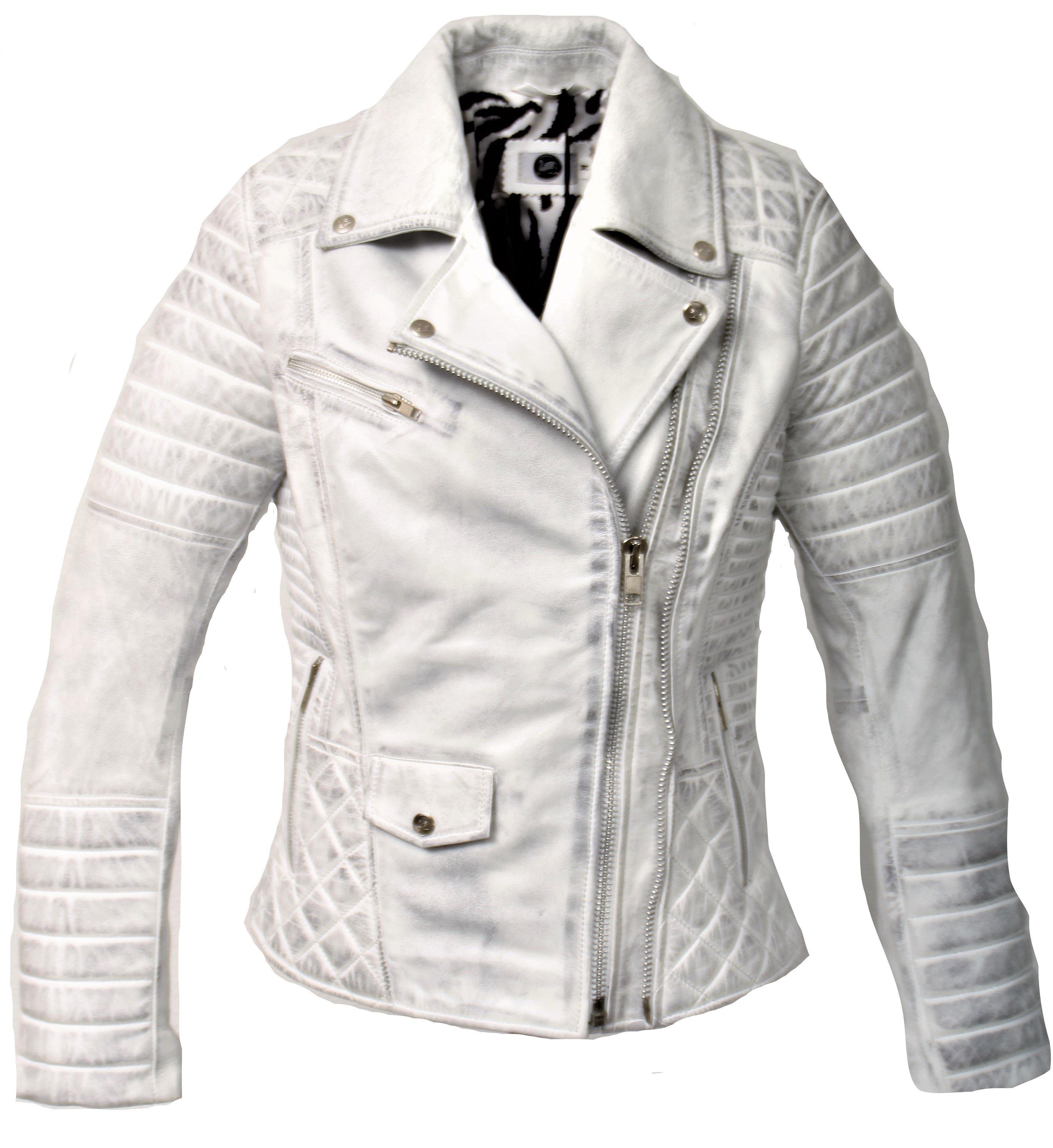 Be Noble Lederjacke Hesinki weiß Männer Coole Lederjacke im Used Look in weiß grau für Männer