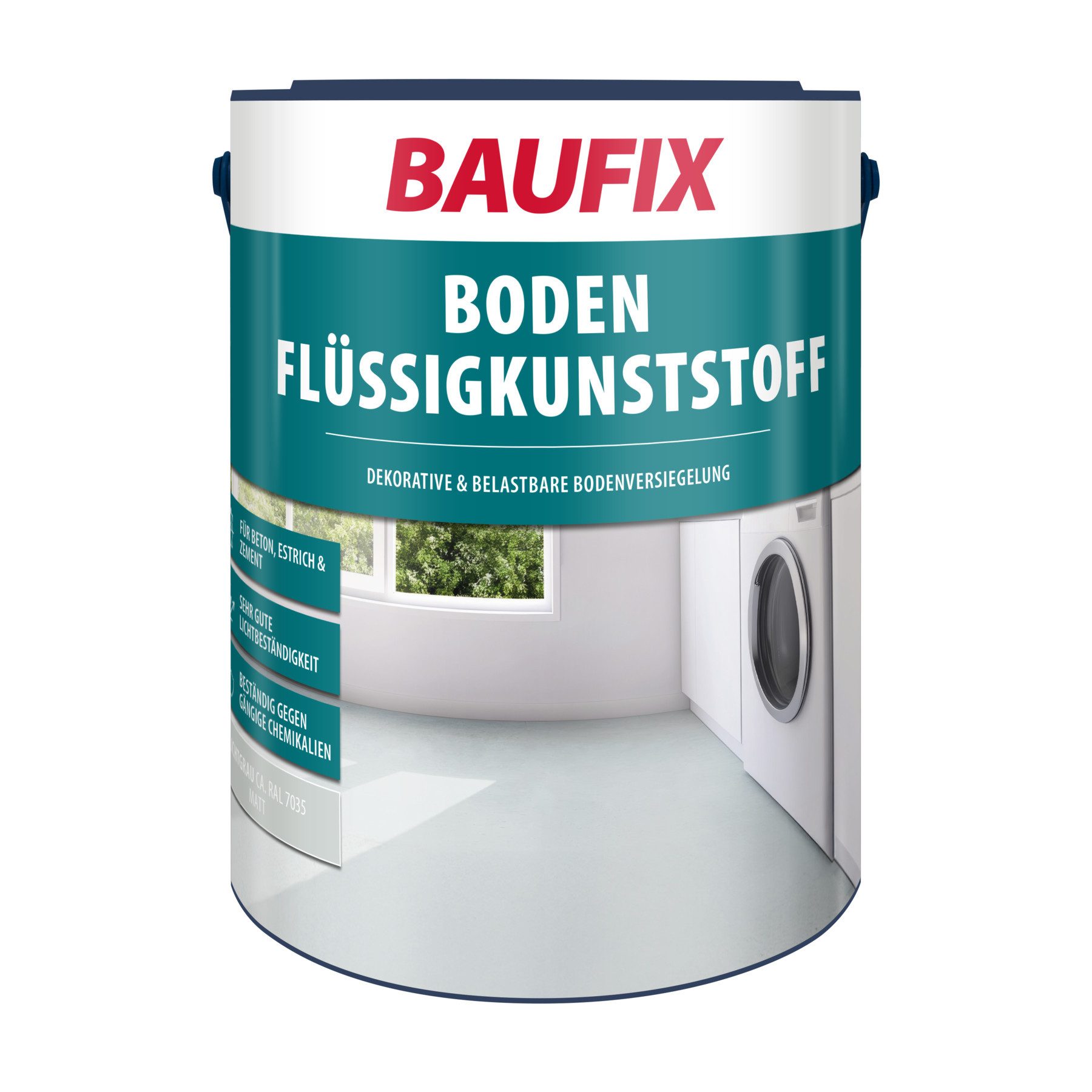 Baufix Acryl-Flüssigkunststoff matt, 5 Liter für ca. 30m², Beton- und Bodenfarbe, Schutzanstrich für Beton, Estrich und Zementfaserplatten