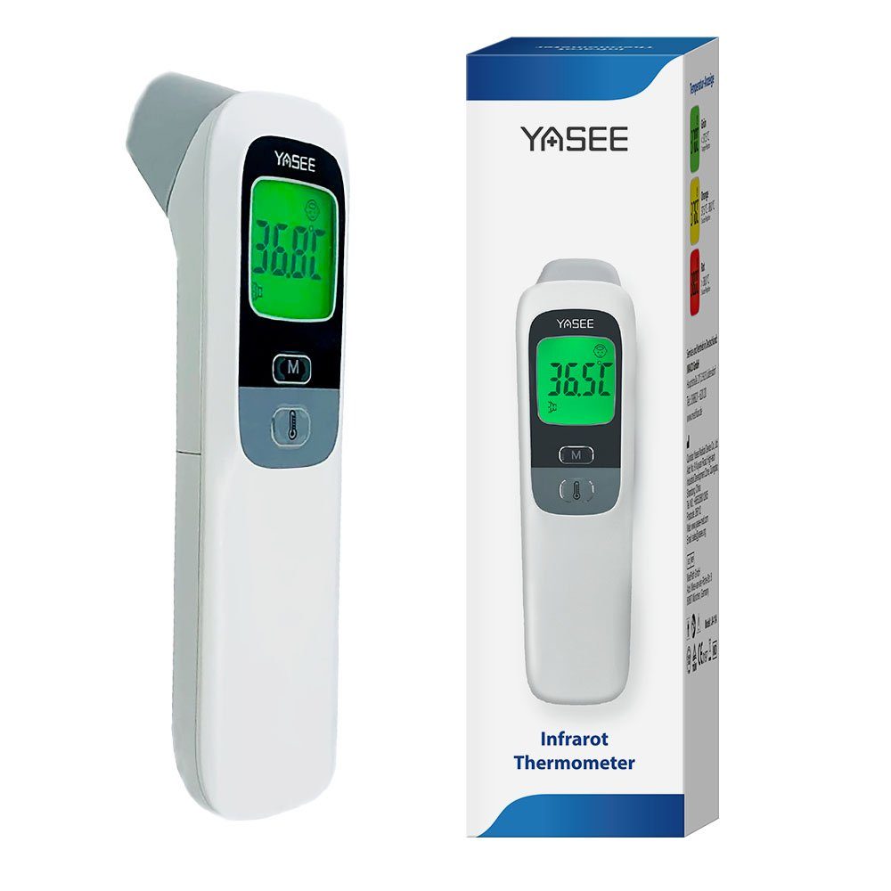 YASEE Fieberthermometer, Infrarot Technik 1-tlg., Kontaktlos, Infrarot Fieberthermometer mit farbigen LCD Display, Ideal für Kinder, großer Speicher