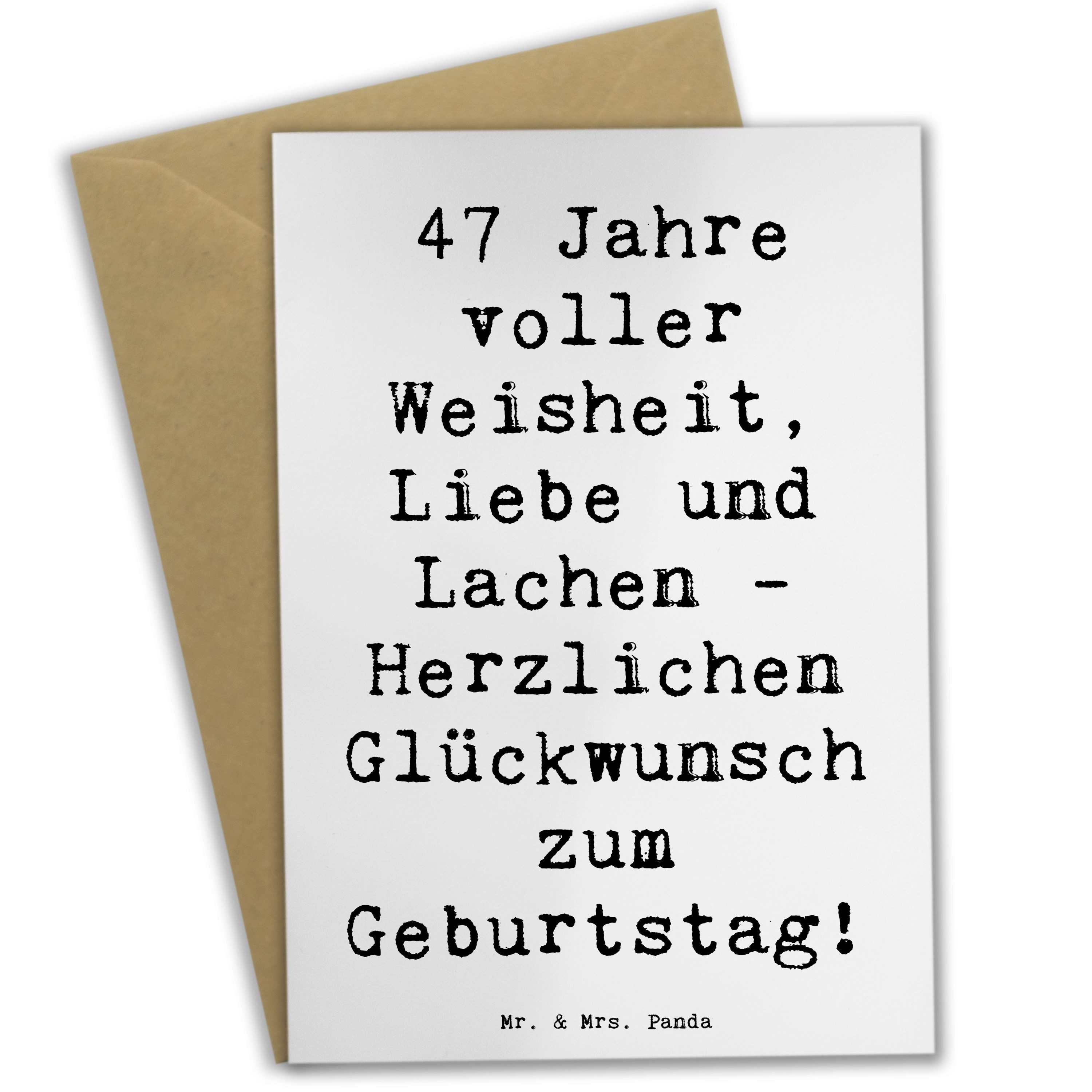 Grußkarte Spruch 47. Geburtstag - Weiß - Geschenk, Glückwunsch, Karte, bedeutun