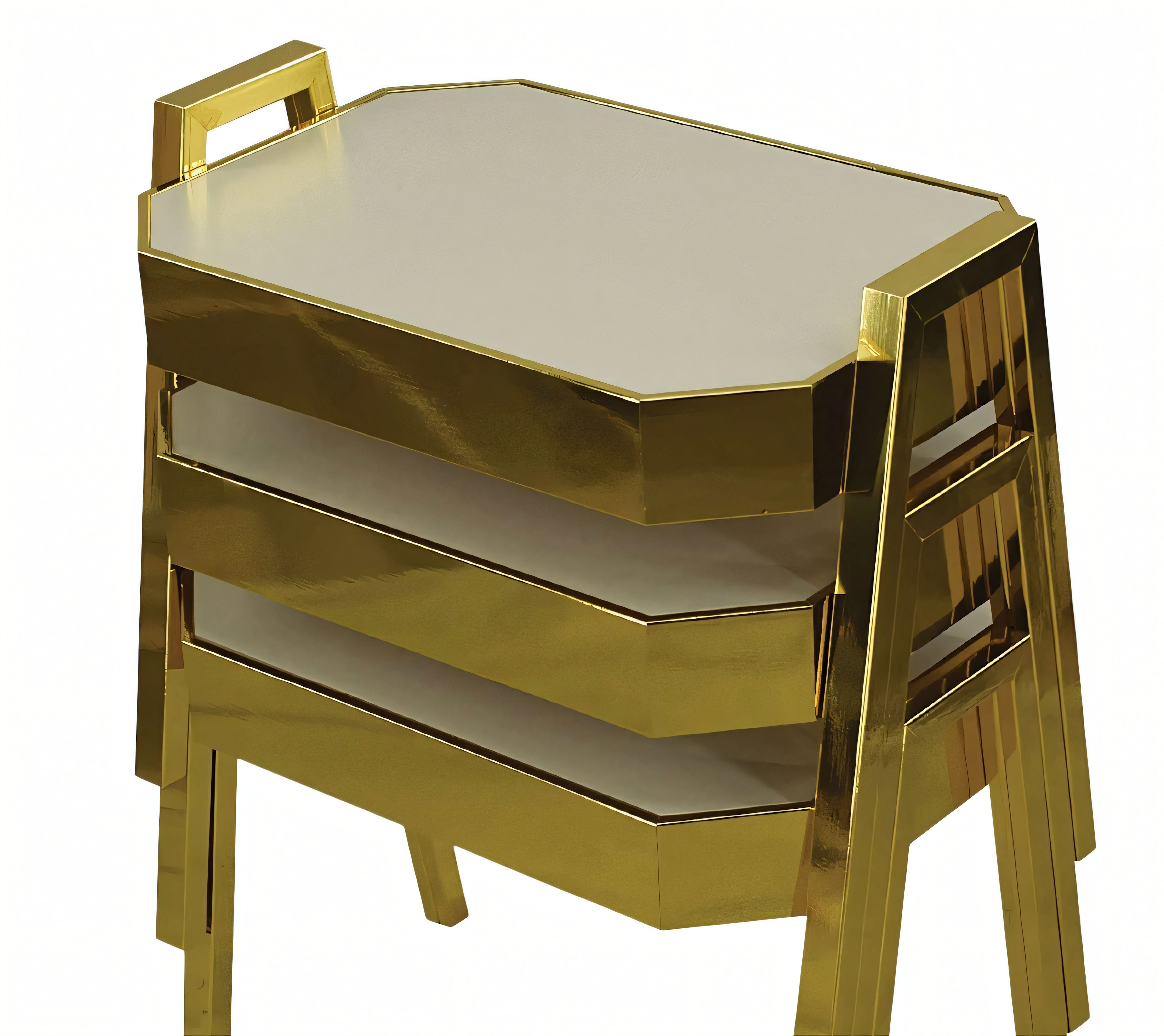 Xlmoebel Satztisch XLMOEBEL Couchtisch-Set aus Holz in elegantem Goldton (Set, 3er-Set), Made in Europa