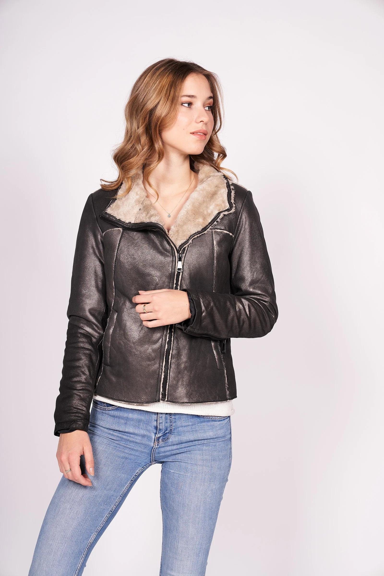 Freaky Nation Lederjacke »Shine Star-FN« kuschelig weiches Plüsch-Futter