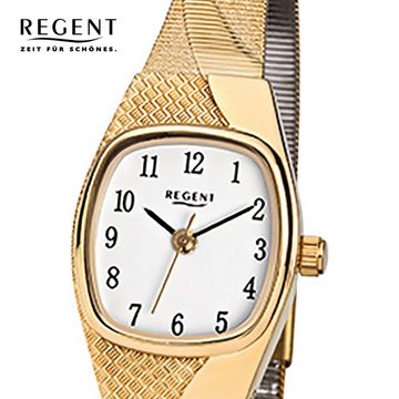Regent Quarzuhr Regent Damen-Armbanduhr gold Analog F-624, Damen Armbanduhr tonneau, eckig, klein (ca. 19mm), Edelstahlarmband