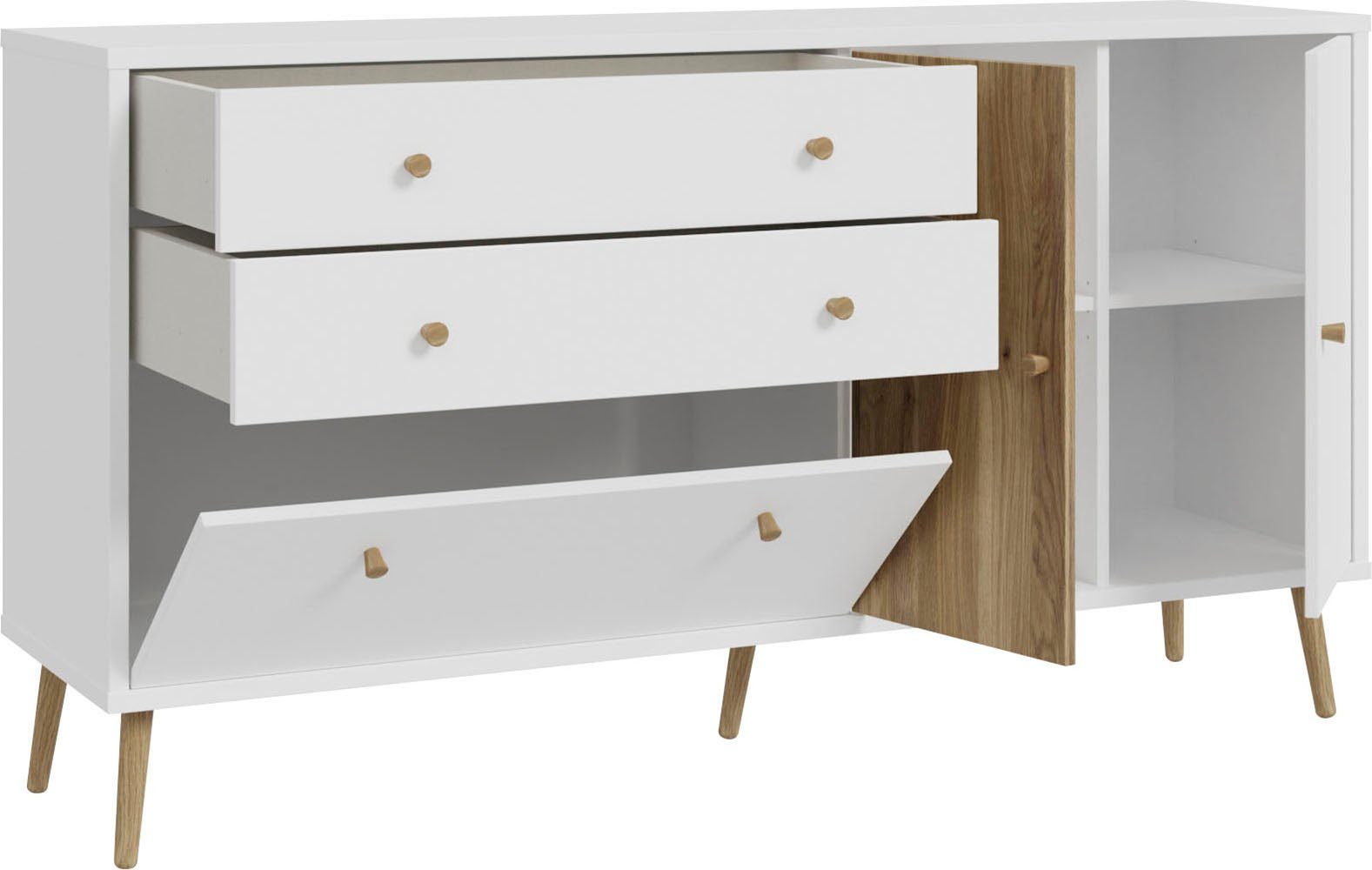 by EasyKlix Sideboard FORTE Forte, Weiß/Mauvella aufzubauen Art Möbel die Harllson geniale Eiche neue