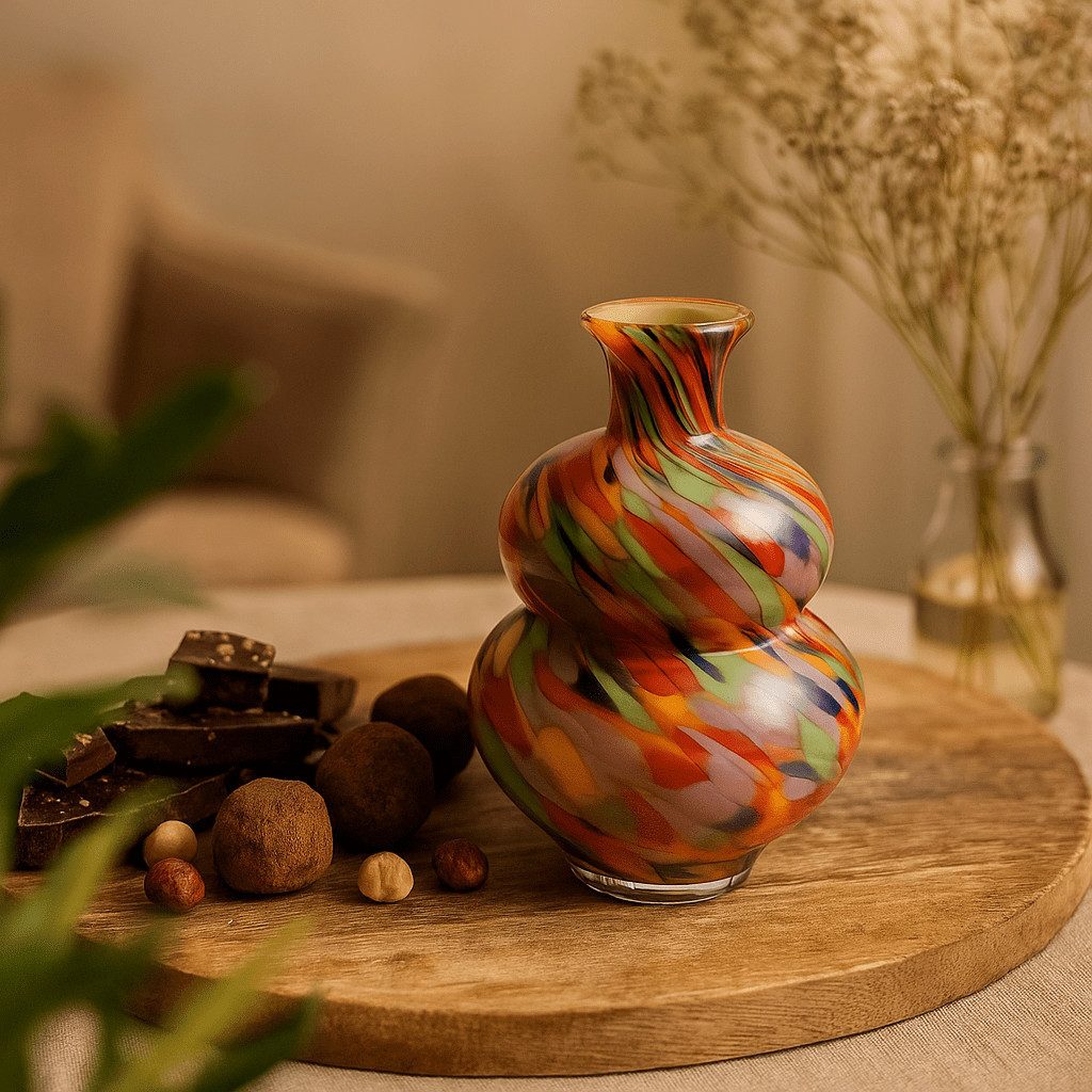 enzo de gasperi Dekovase Designervase aus bemaltem Glas Höhe 27 cm Ø 18 cm - 2 Farben (verschiedene Größen können kombiniert werden)