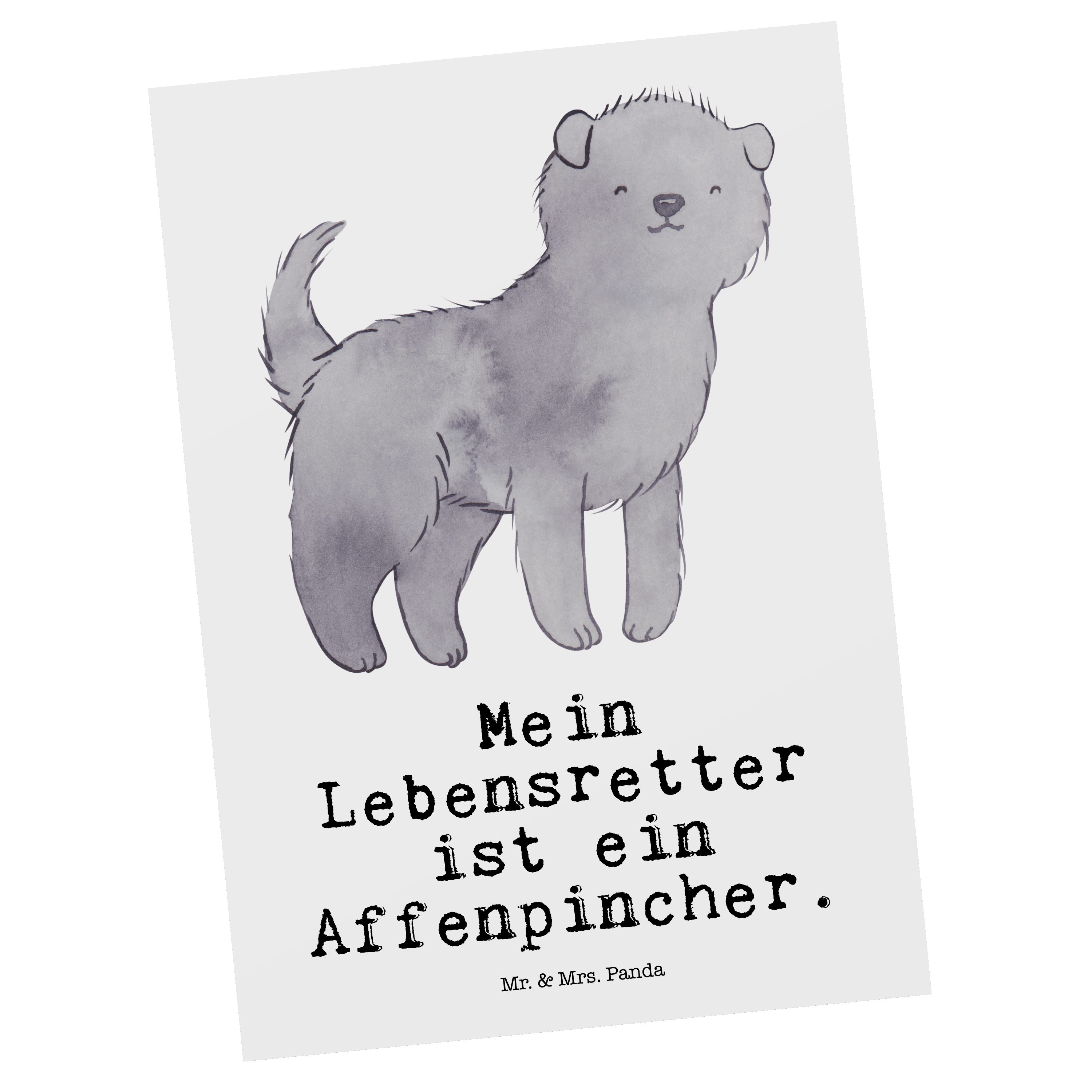 & - Mr. Ansichtskarte, - Affenpincher Karte, Geschenk, Weiß Mrs. Lebensretter Postkarte Panda Hu