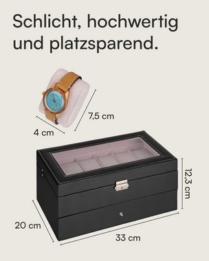 shelfmade Uhrenbox Uhren Aufbewahrung Uhrenbox Uhrenkoffer Uhrenkasten "Zürich", schwarz