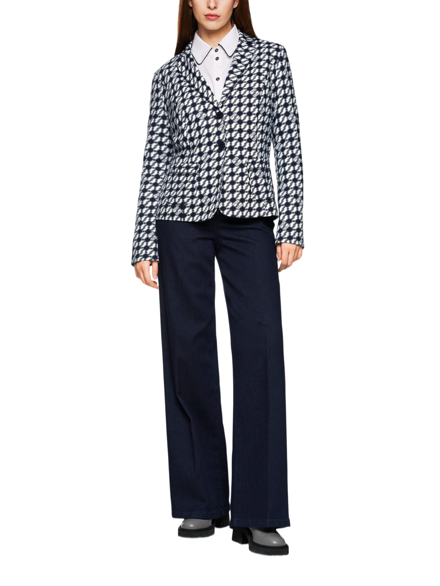 Marc Cain Jackenblazer bunt,Casual,Polyamid,Kariert,Reverskragen,Lang,Tailliert