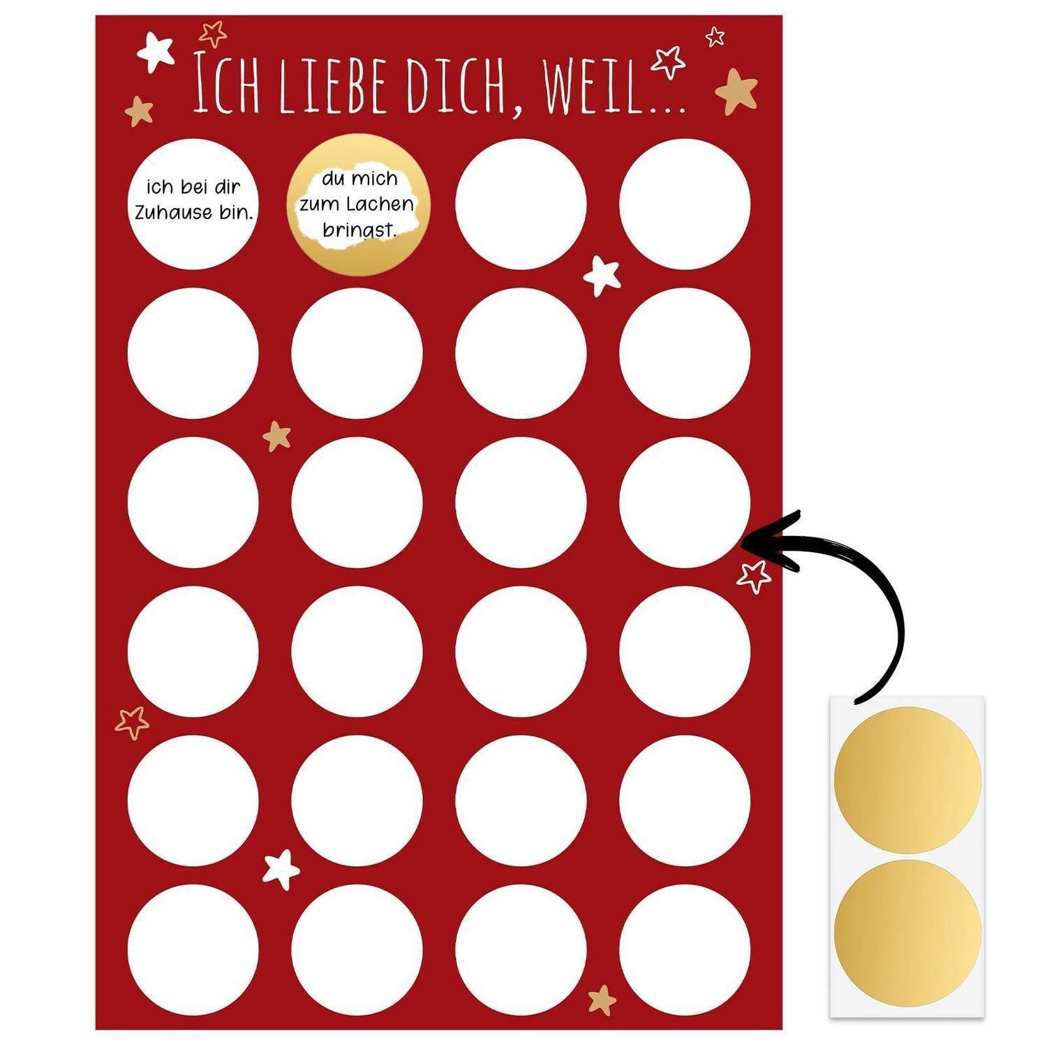 LuxusKollektion DIY-Adventskalender Rubbellos Adventskalender für Paare Ich Liebe Dich