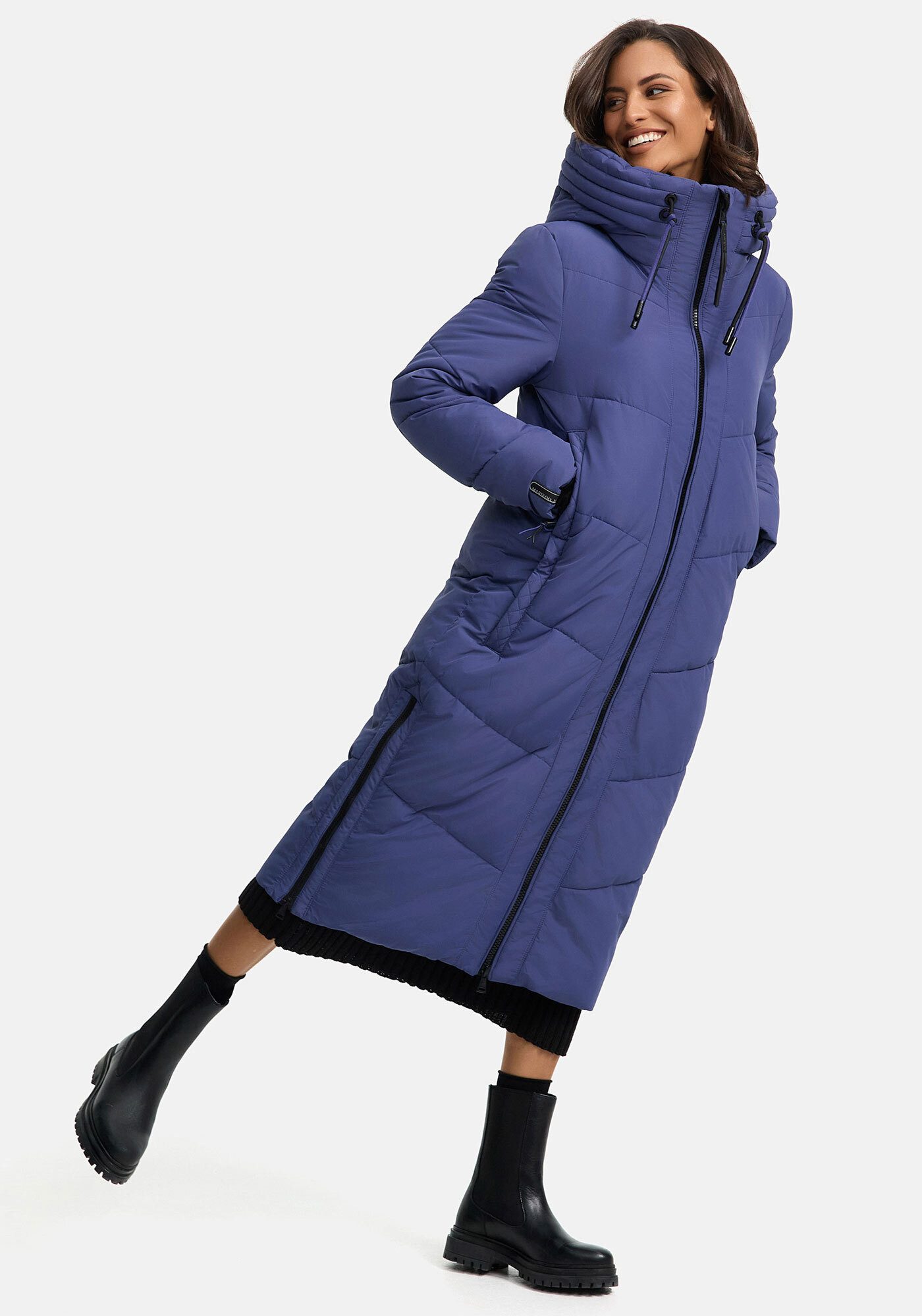 Marikoo Winterjacke Nadaree XVI Stepp Mantel mit großer Kapuze