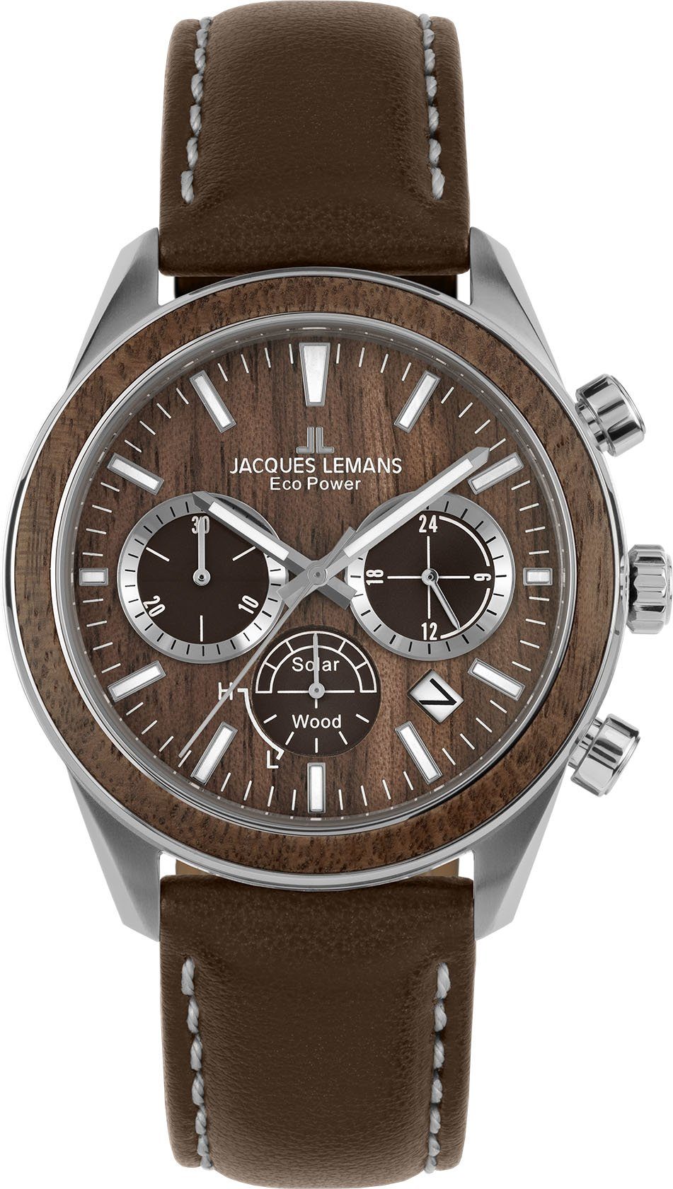 Jacques Wood, Eco 1-2115B Lemans braun Solar Power Solaruhr