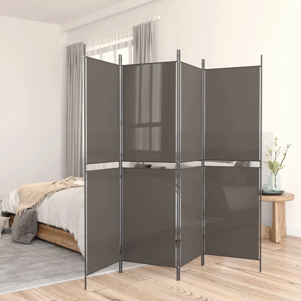 vidaXL Raumteiler 5-tlg. Paravent Anthrazit 250x220 cm Stoff, 1-tlg.