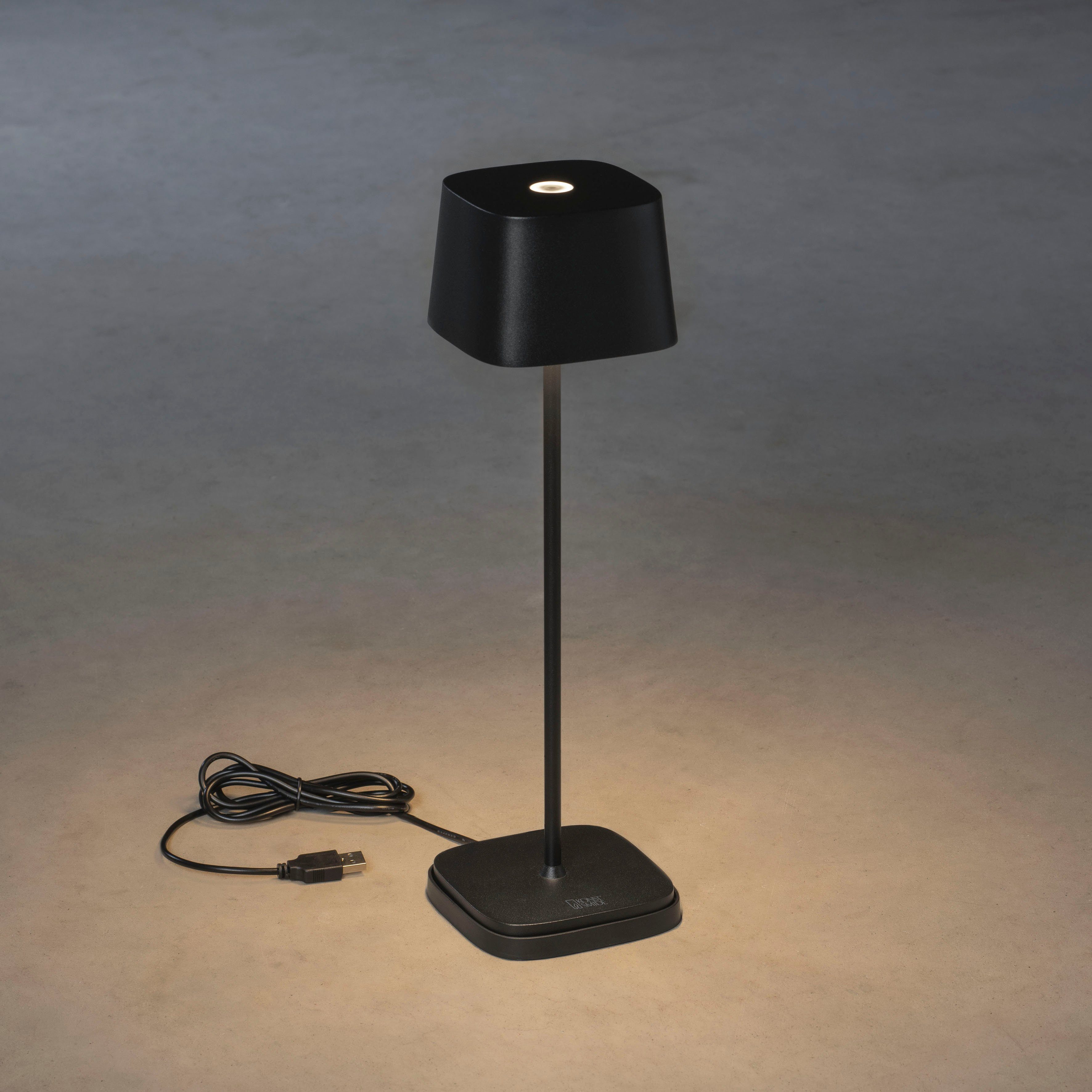 KONSTSMIDE LED Tischleuchte fest Warmweiß, LED Farbtemperatur, schwarz, Capri Capri, LED dimmba USB-Tischleuchte integriert
