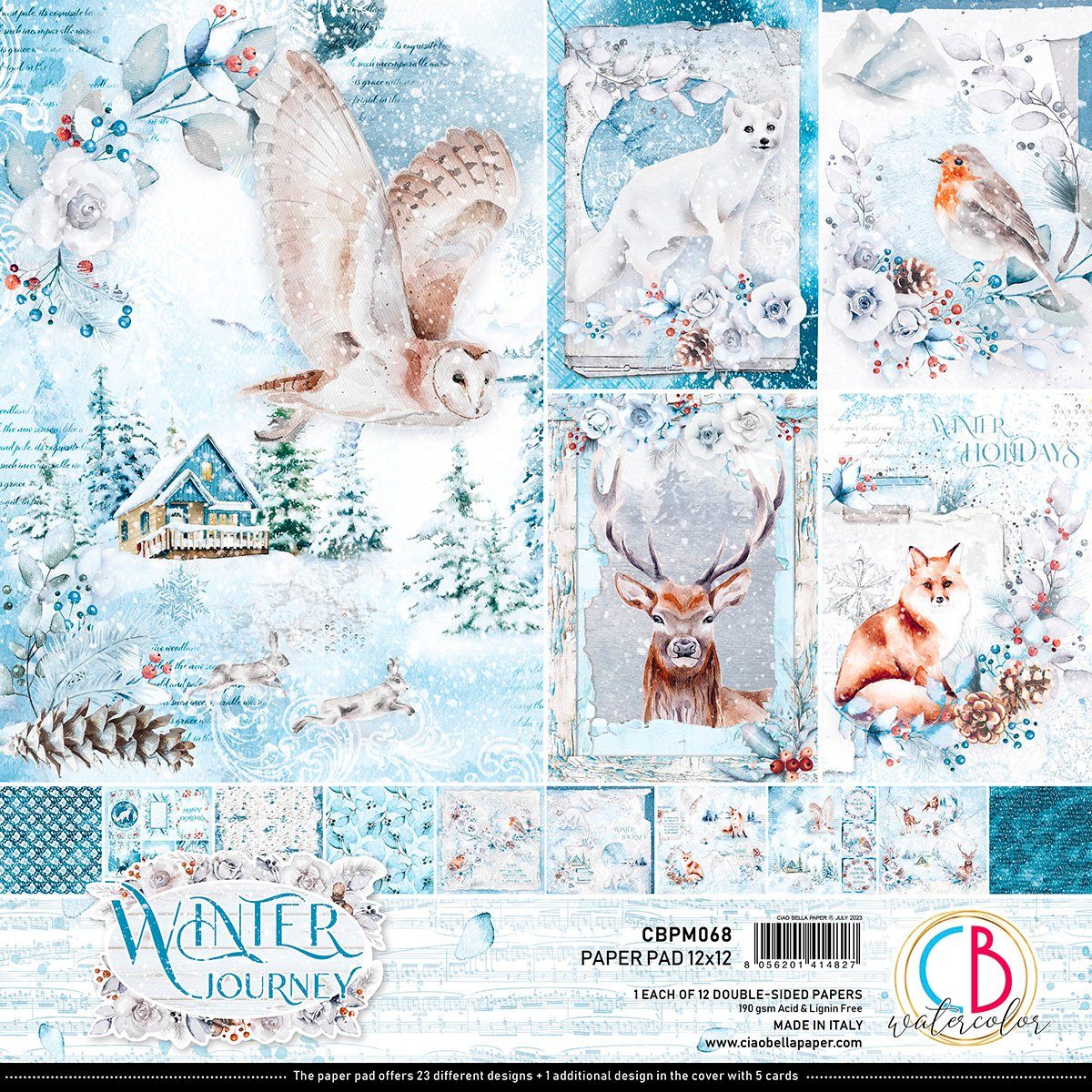 Ciao Bella Motivpapier Winter Journey, 12 Blatt 30,5 cm x 30,5 cm