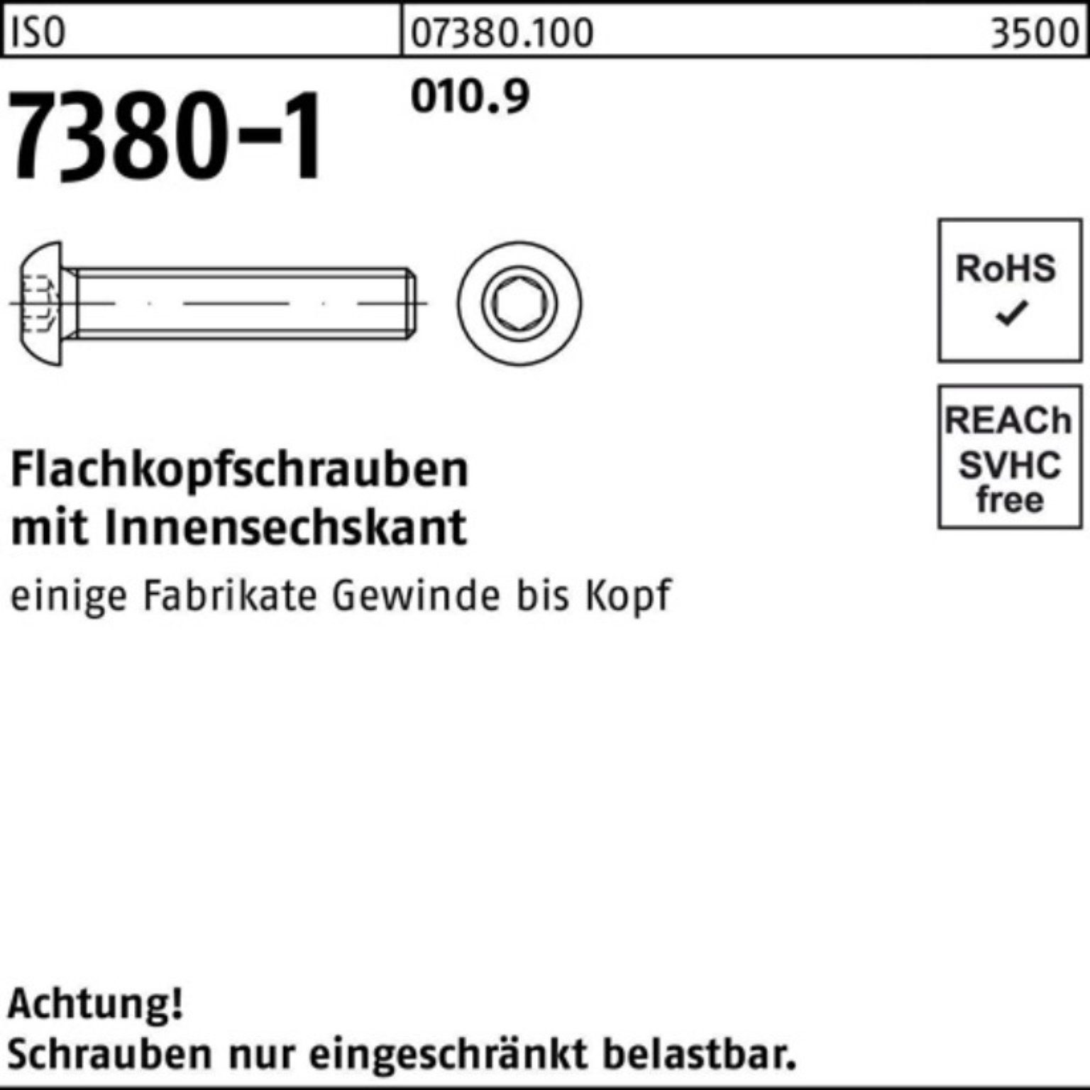 Reyher 10 M8x ISO Pack 010.9 St Innen-6kt 7380-1 Flachkopfschraube Schraube 200er 200