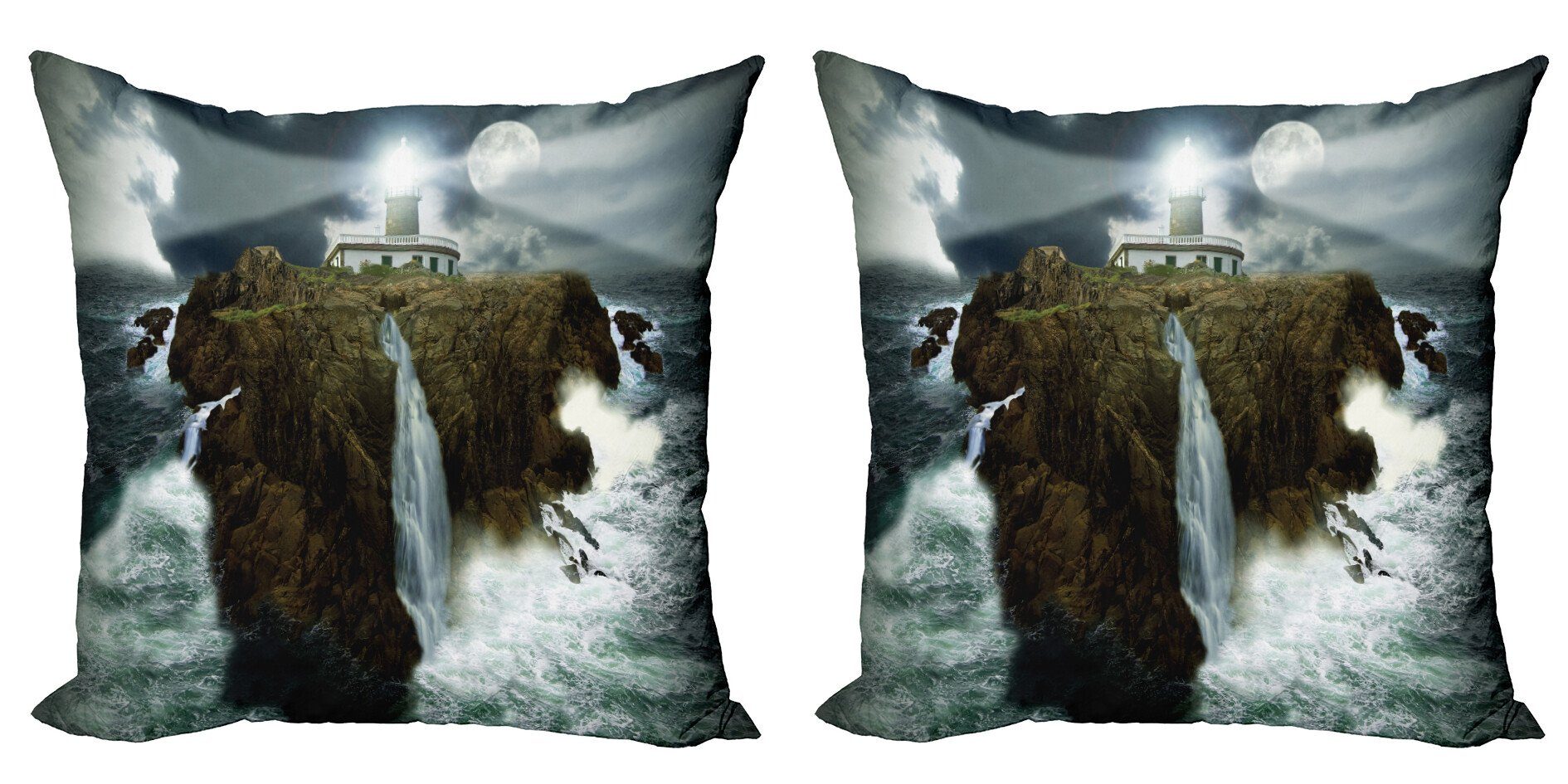 Kissenbezüge Modern Stormy Doppelseitiger Accent (2 Stück), Rock Abakuhaus Digitaldruck, Sealife Insel