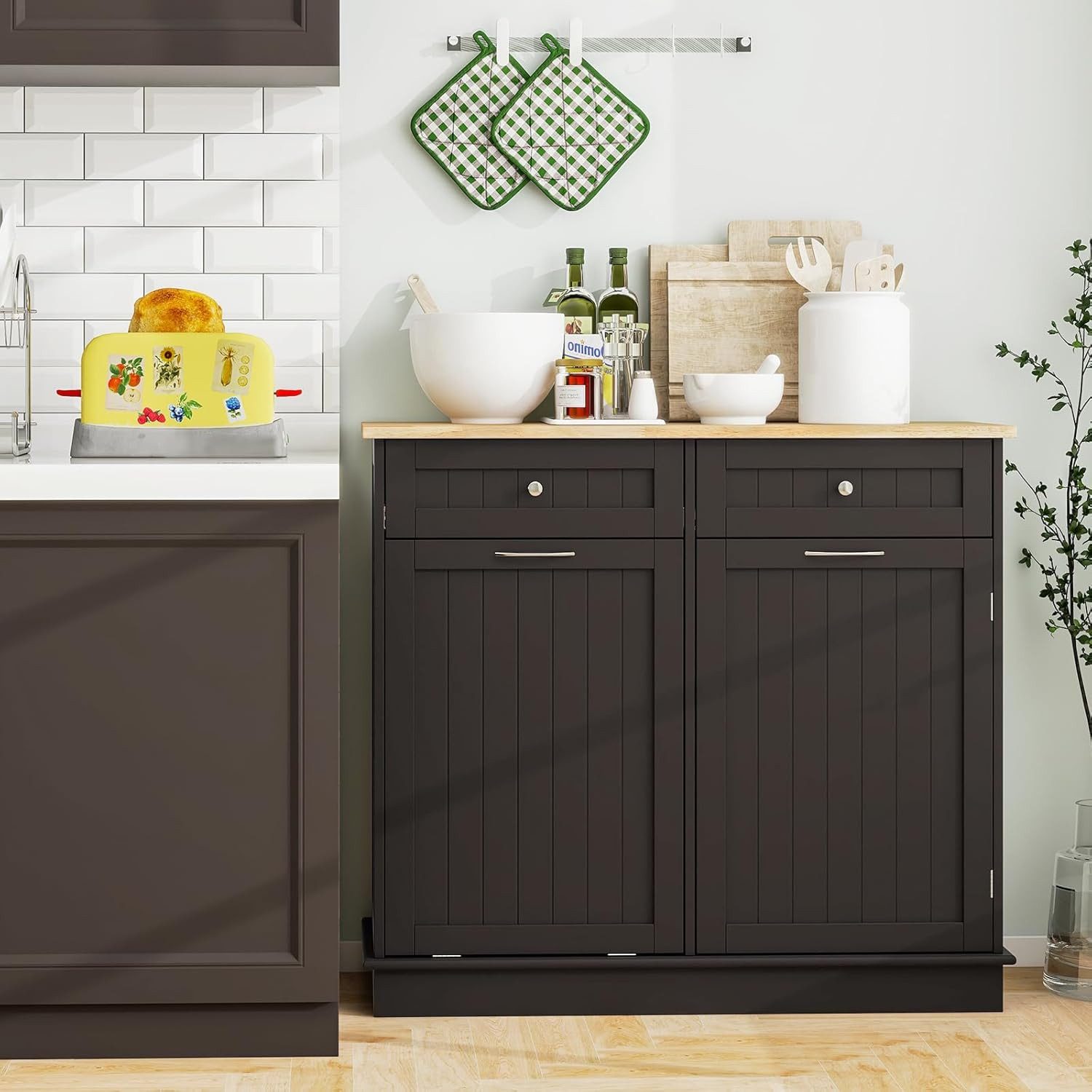 KOMFOTTEU Sideboard Küchenschrank, mit großer Arbeitsplatte & 2 Schubladen günstig online kaufen