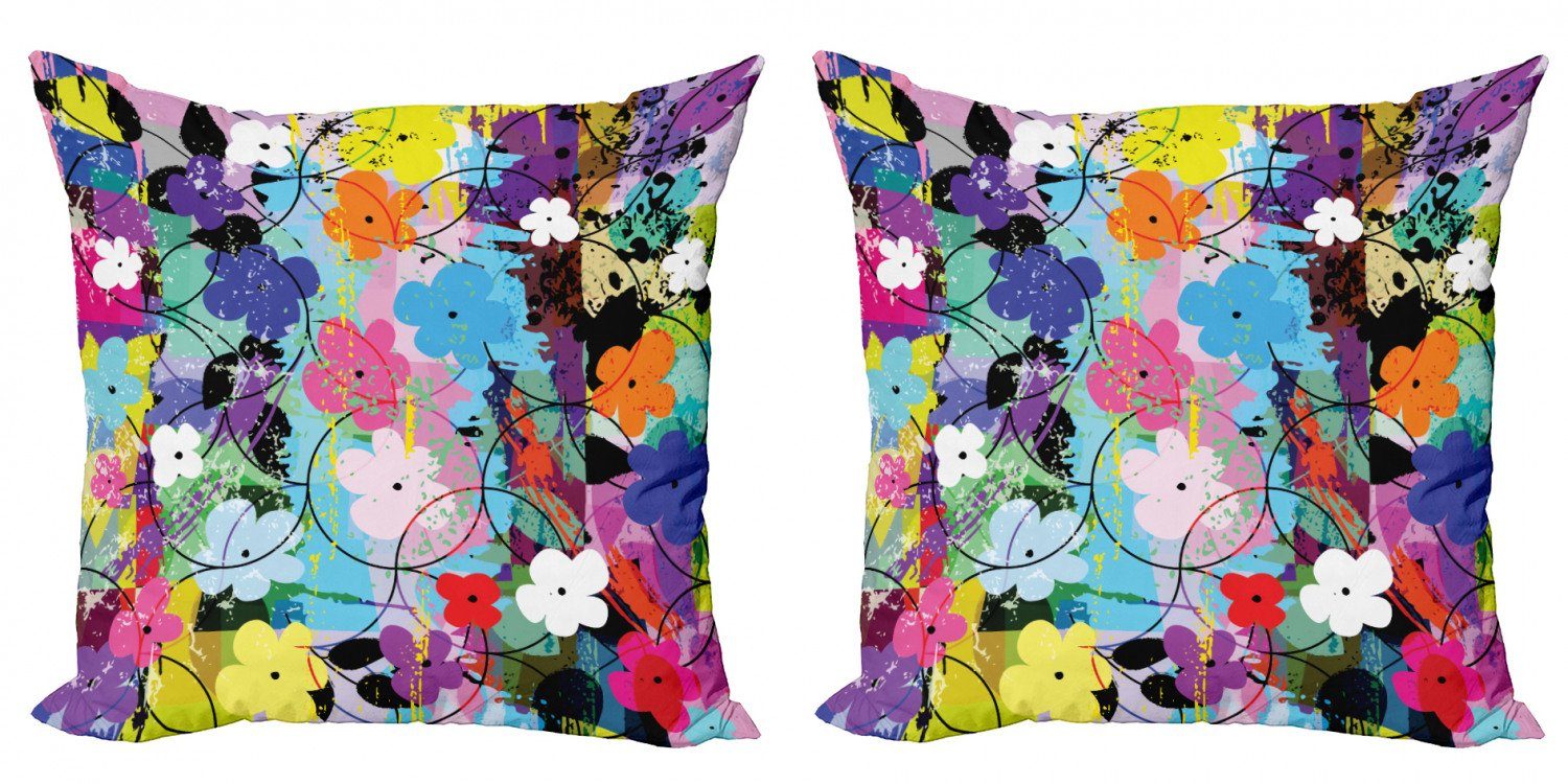 Kissenbezüge Modern Accent Blumengrafik Abakuhaus (2 Stück), Digitaldruck, Bunt Abstrakte Doppelseitiger