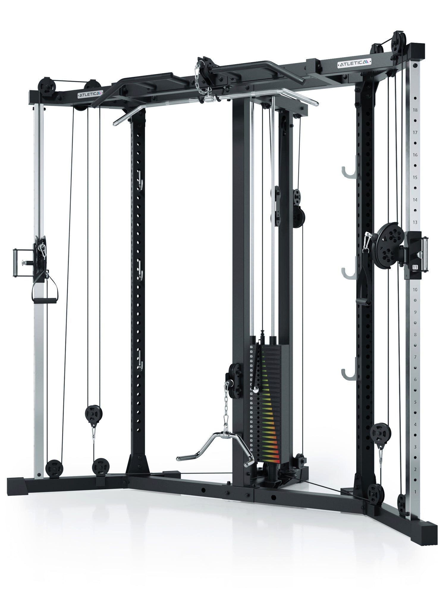 ATLETICA Power Rack Xtria, Kabelzugstation, 125kg Gewichtsblock