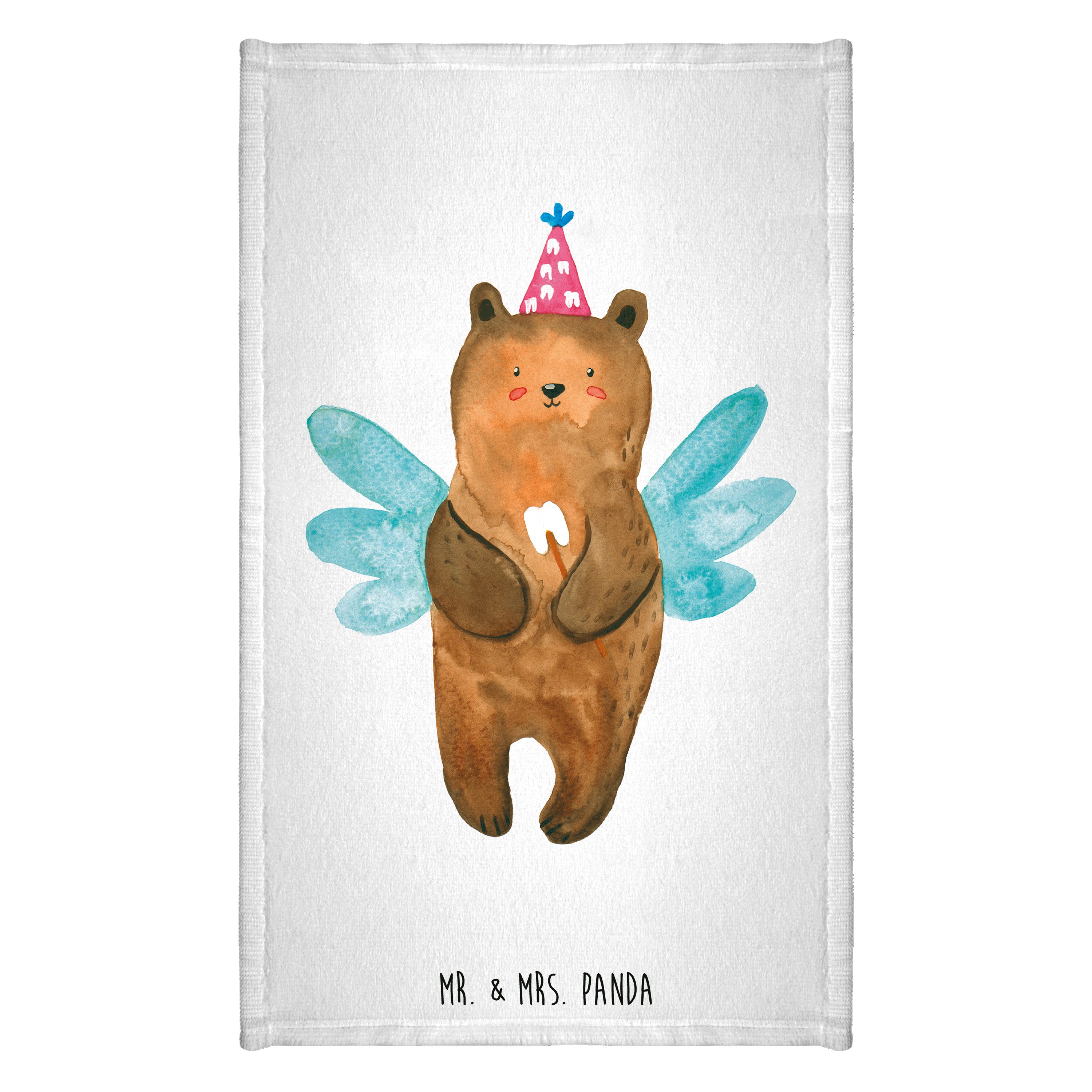 Handtuch Bär Zahnfee - Weiß - Geschenk, Frottier, Kinder Handtuch, Gästetuch