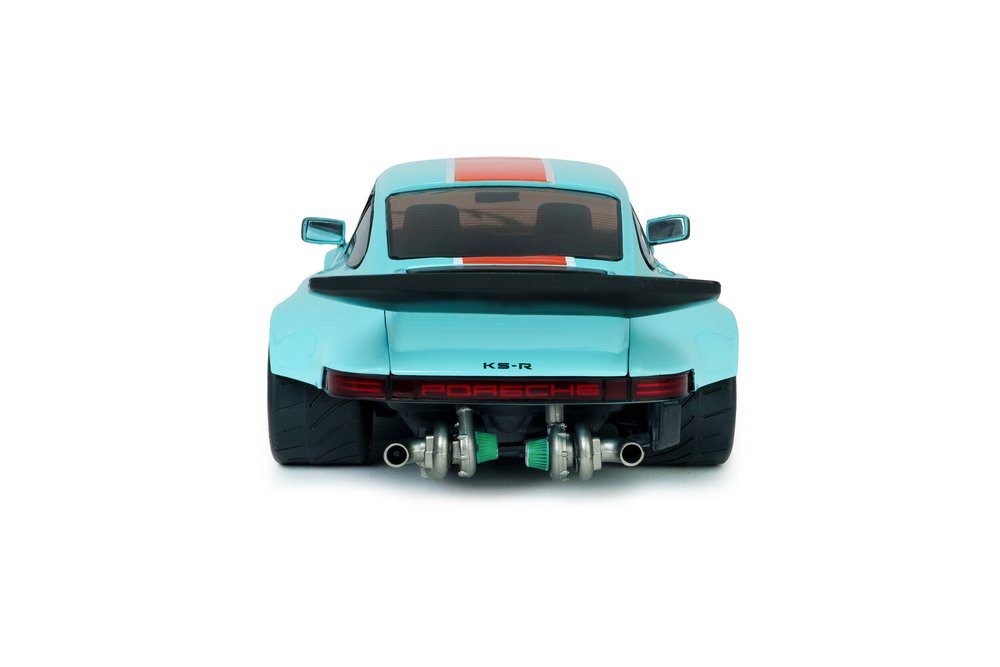 Solido Modellauto Porsche 911 KS-R Khyzyl Saleem 2026 hellblau orange, Maßstab 1:18