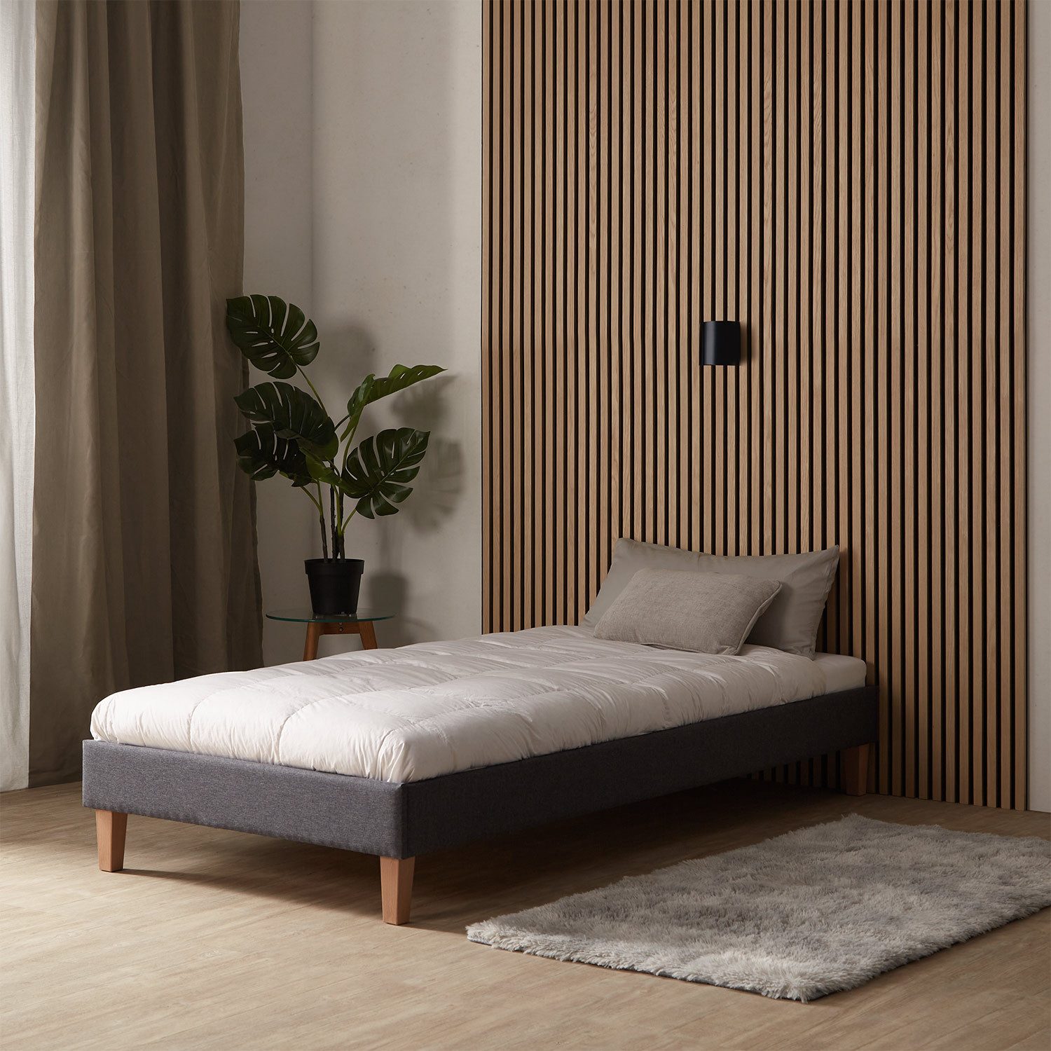 Homestyle4u Polsterbett 90/120/140/160/180 x 200 cm Grau Bettgestell Holzfü günstig online kaufen