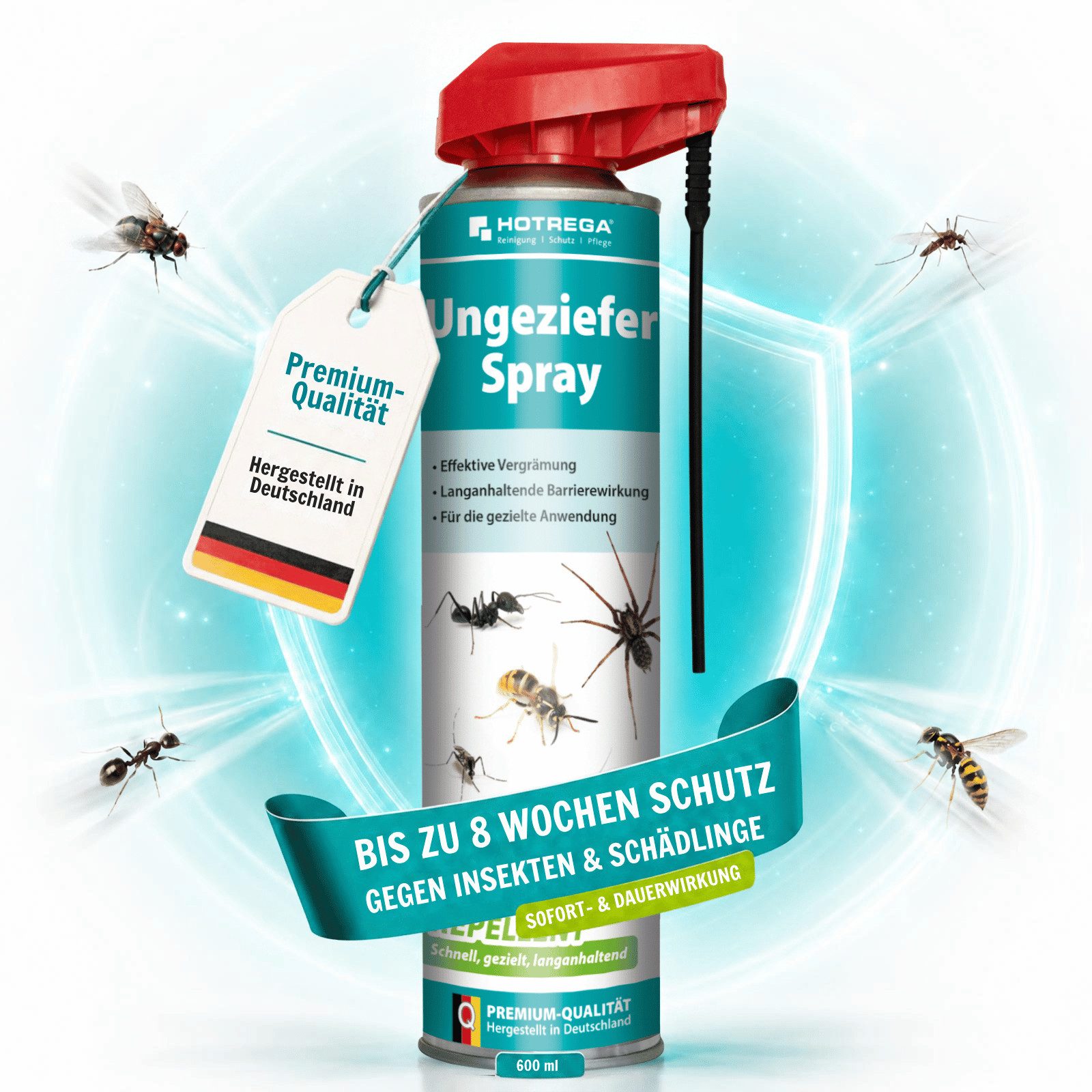 HOTREGA® Vergrämungsmittel Ungeziefer-Spray REPELLENT 600 ml, Insektenspray, geruchsarm & sicher, 0.6 l