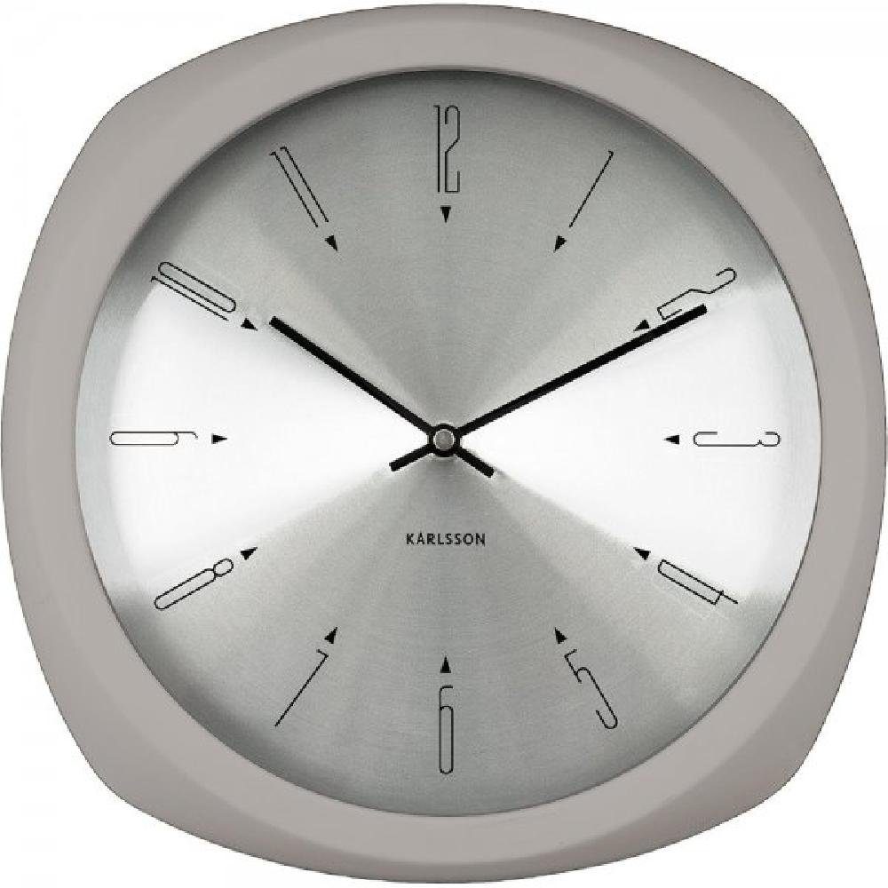 Karlsson Uhr Wanduhr Aesthetic Square Mouse Grey Alu (30,5cm)