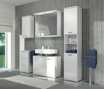 Homexperts Badmöbel-Set Nusa, (5-St), aus Spiegelschrank, Hochschrank, Waschbeckenunterschrank