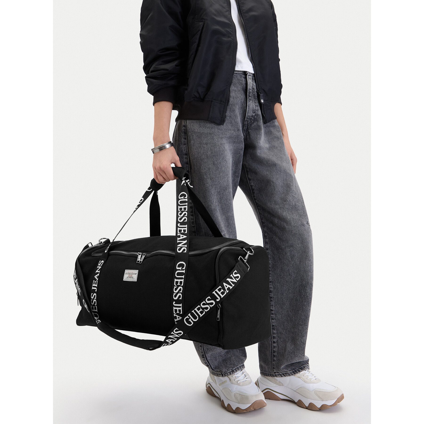 GUESS JEANS Umhängetasche Guess Jeans Unisex Wochenendtasche Schwarz