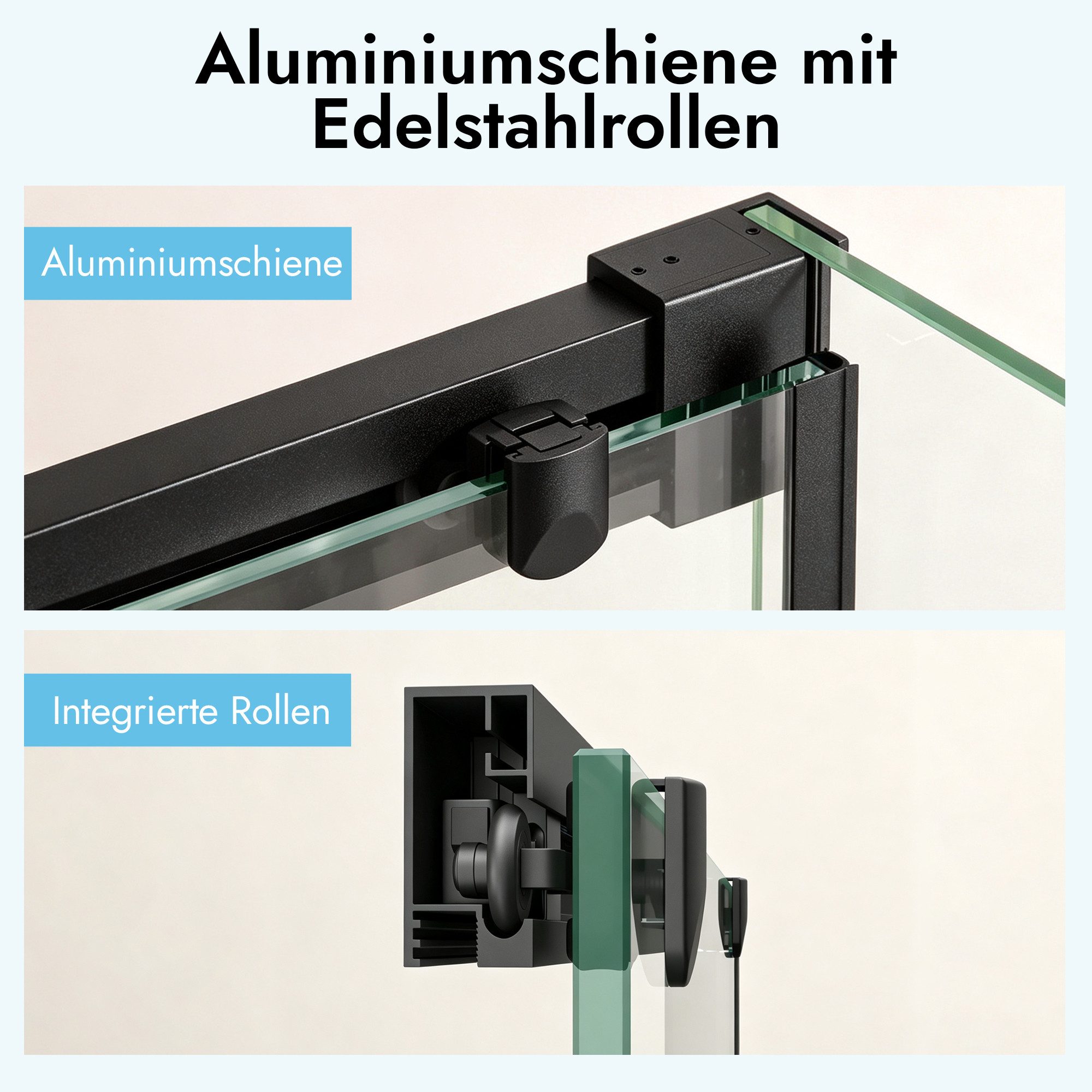 doporro Eckdusche Duschkabine schwarz Schiebetür Duschabtrennung ESG mit NANO, BxT: 100x80 cm – Bild 5 von 5