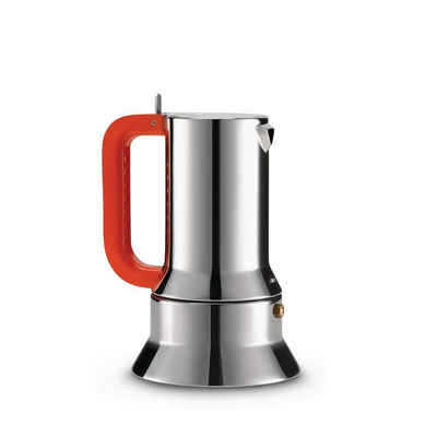 Alessi Espressokocher Espressokocher SAPPER 15cl SE, 0.15l Kaffeekanne, Für 1 bis 3 Tassen Espresso, orangeroter Griff Jubiläumsedition