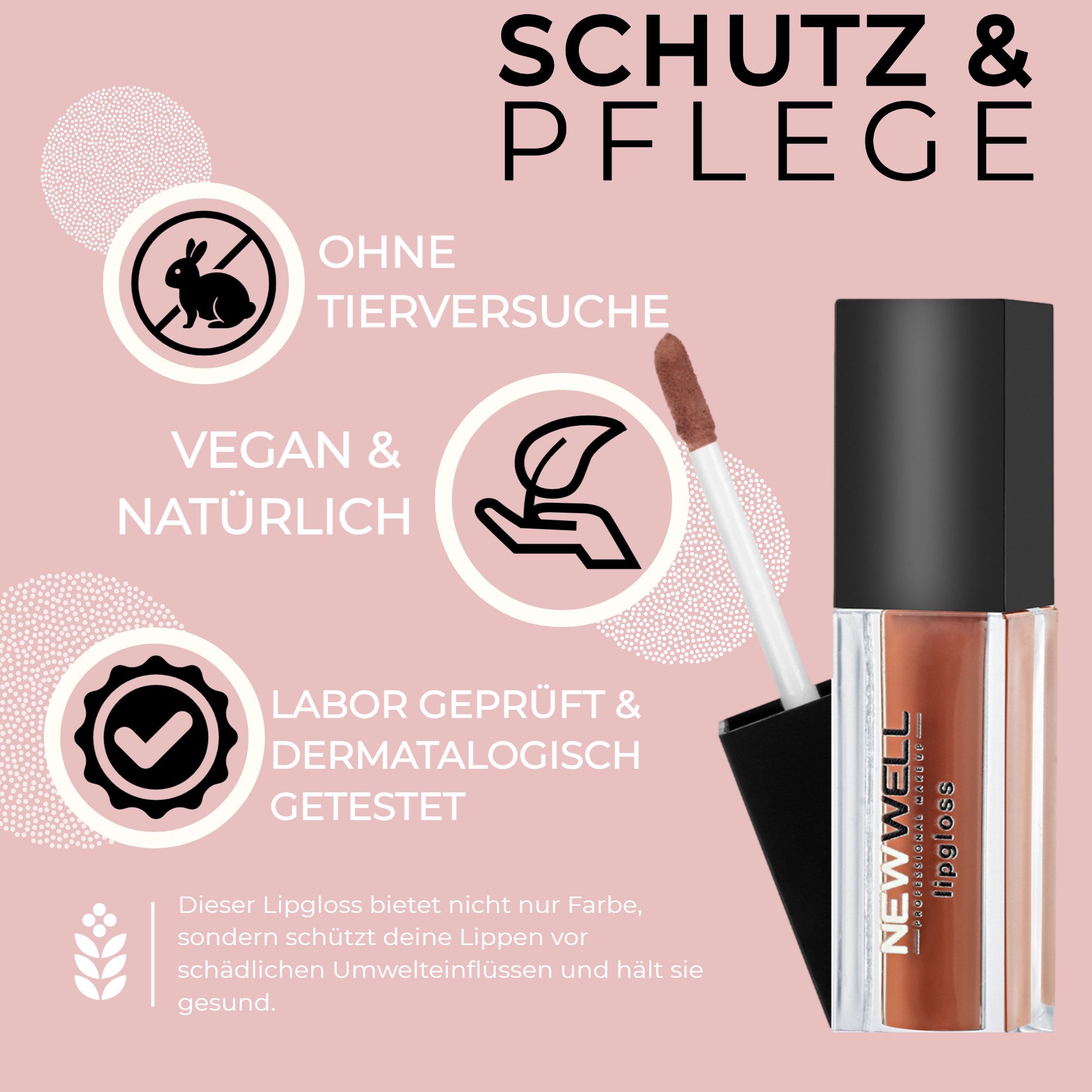 Newwell Lipgloss Lipgloss flüssig Matt 24 Stunden Halt, Pflegt und schütz gleichzeitig die Lippen
