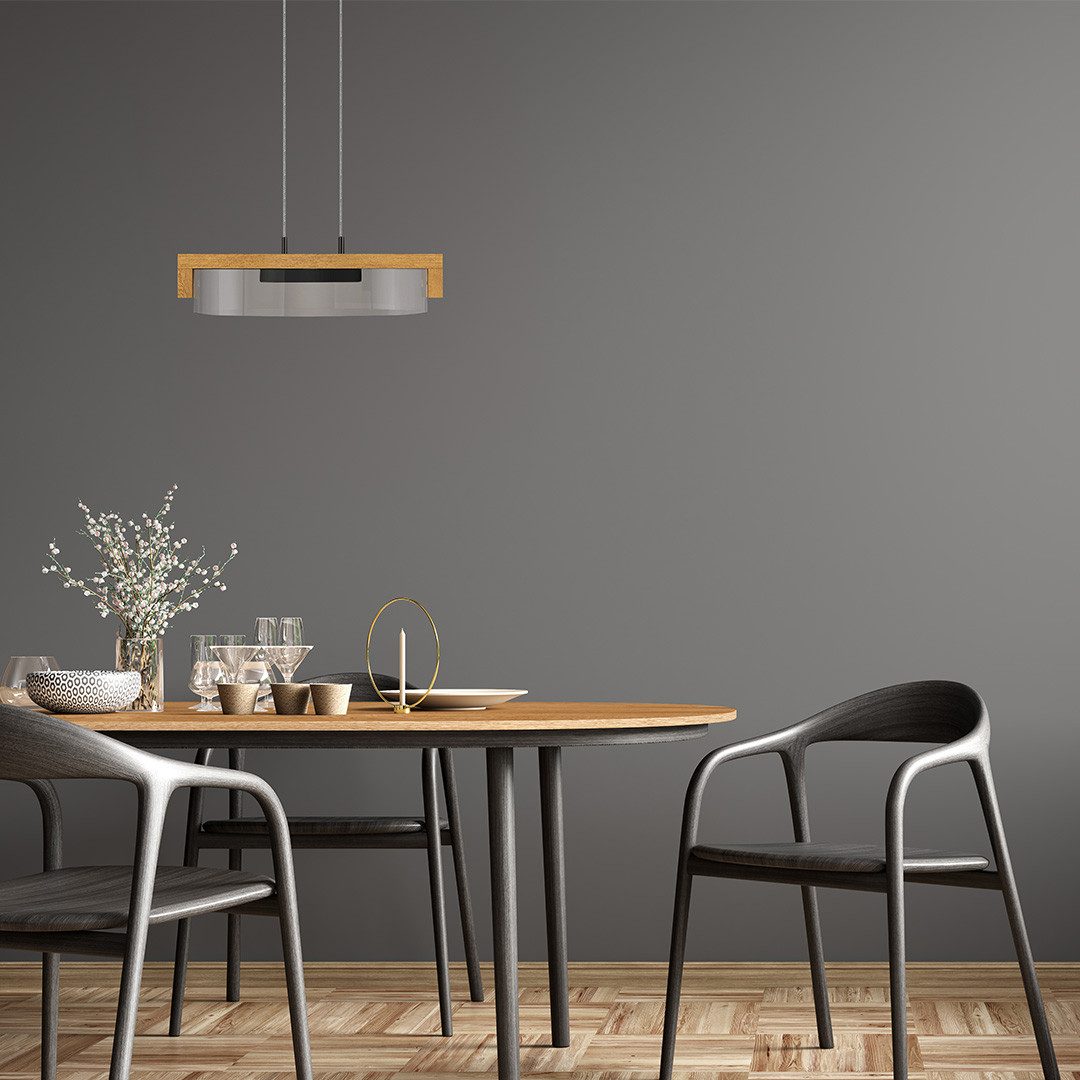 HerzBlut LED Pendelleuchte Talon, Alu LED-Leiste Acryl, satiniert