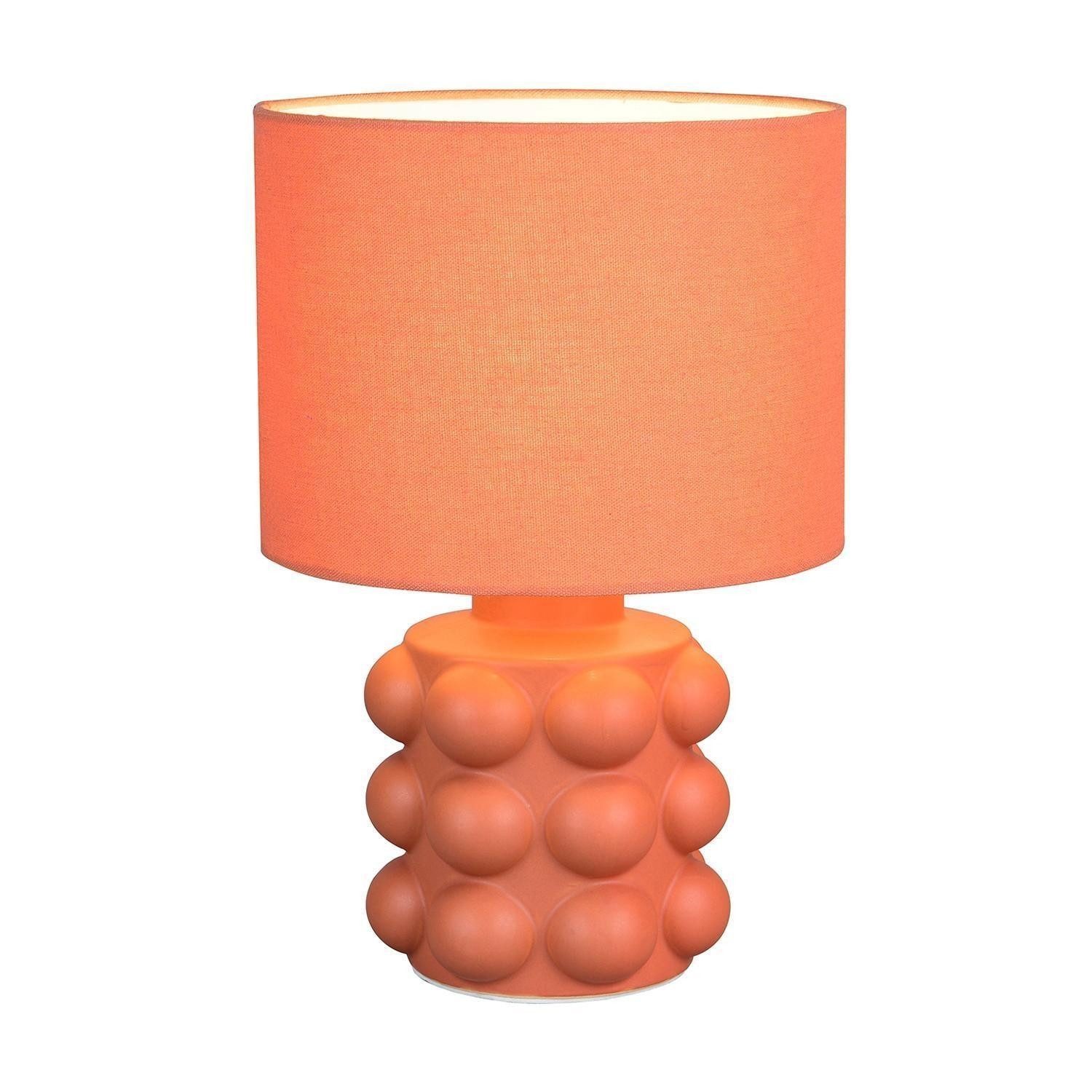 Reality Leuchten Tischleuchte KATE, Apricot, Keramik, Stoffschirm, Bubble-Optik, ohne Leuchtmittel, Schnurschalter, Ø 20 x H 30 cm