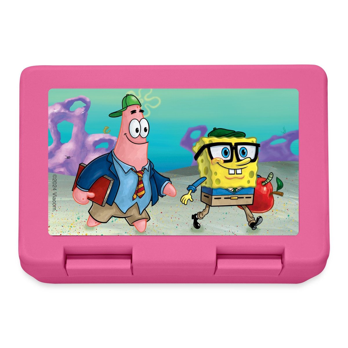 Spreadshirt Lunchbox Spongebob Schwammkopf Und Patrick Gehen Zur Schule Brotdose Lunchbox, Plastik, Aluminium