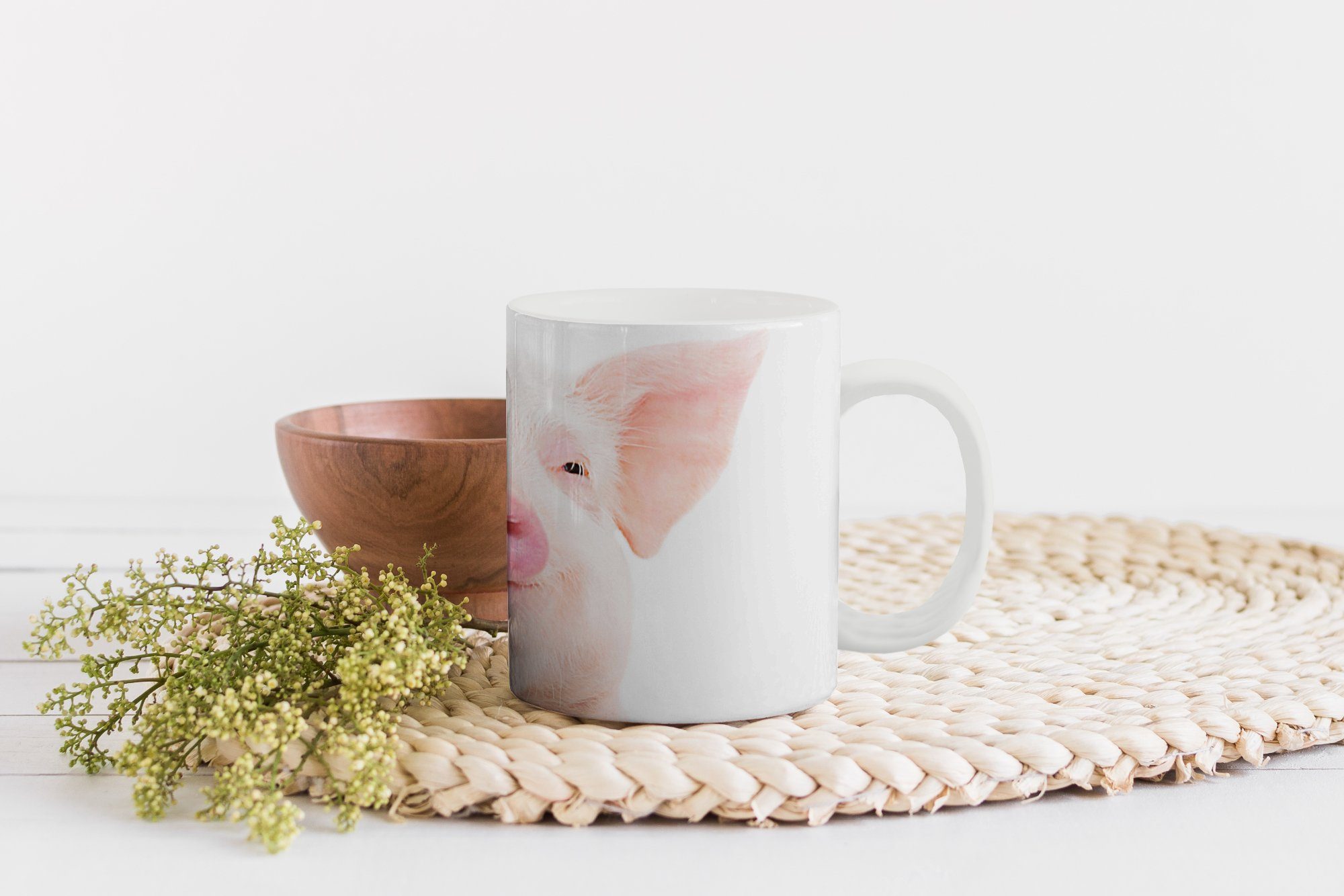 MuchoWow Tasse Schwein - Rosa Keramik, Natur, Teetasse, Geschenk Kaffeetassen, - Tiere Teetasse, Becher, 